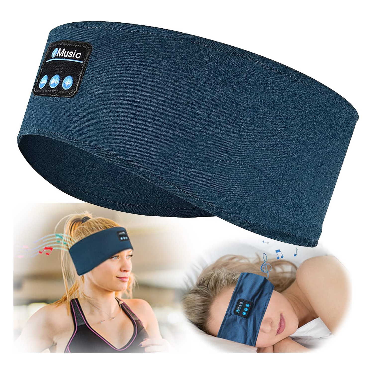 Music Headband Upgrade Sleeping Headbands Headphone Sport Sweatproof Headband Built in Speaker Headset for Workout Yoga Running Gift for Men Women (Blue)