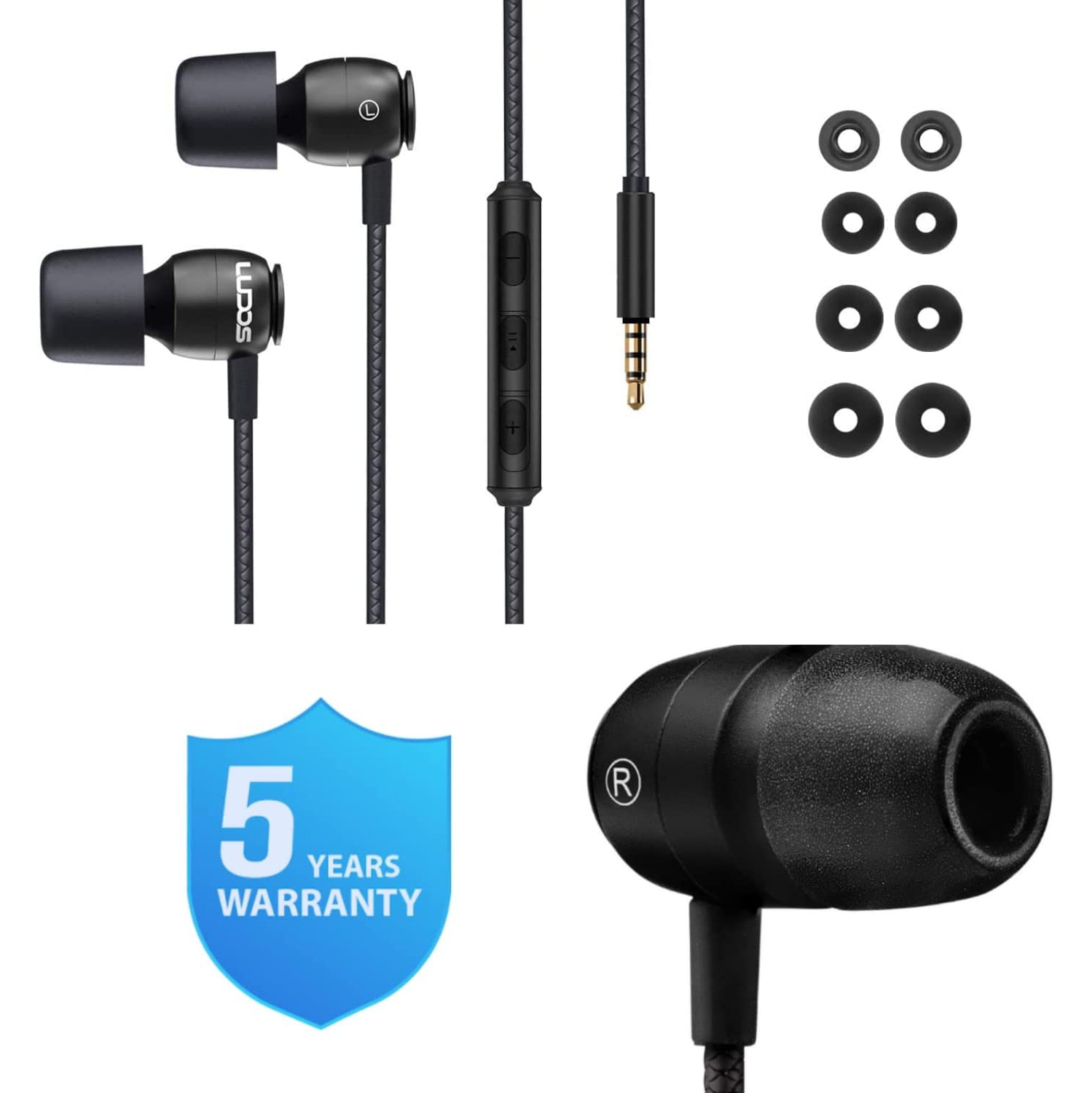 Earphones with Microphone and Volume Control,