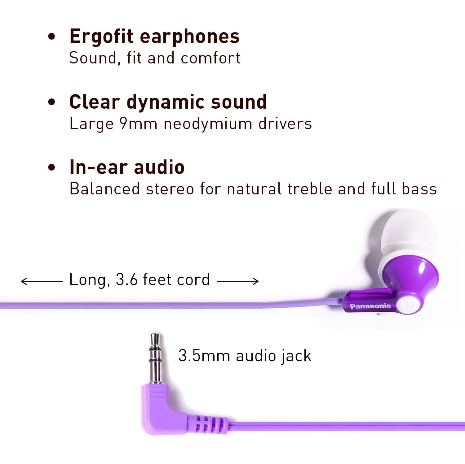 Dolaer RPHJE120V In-Ear Headphone, Violet