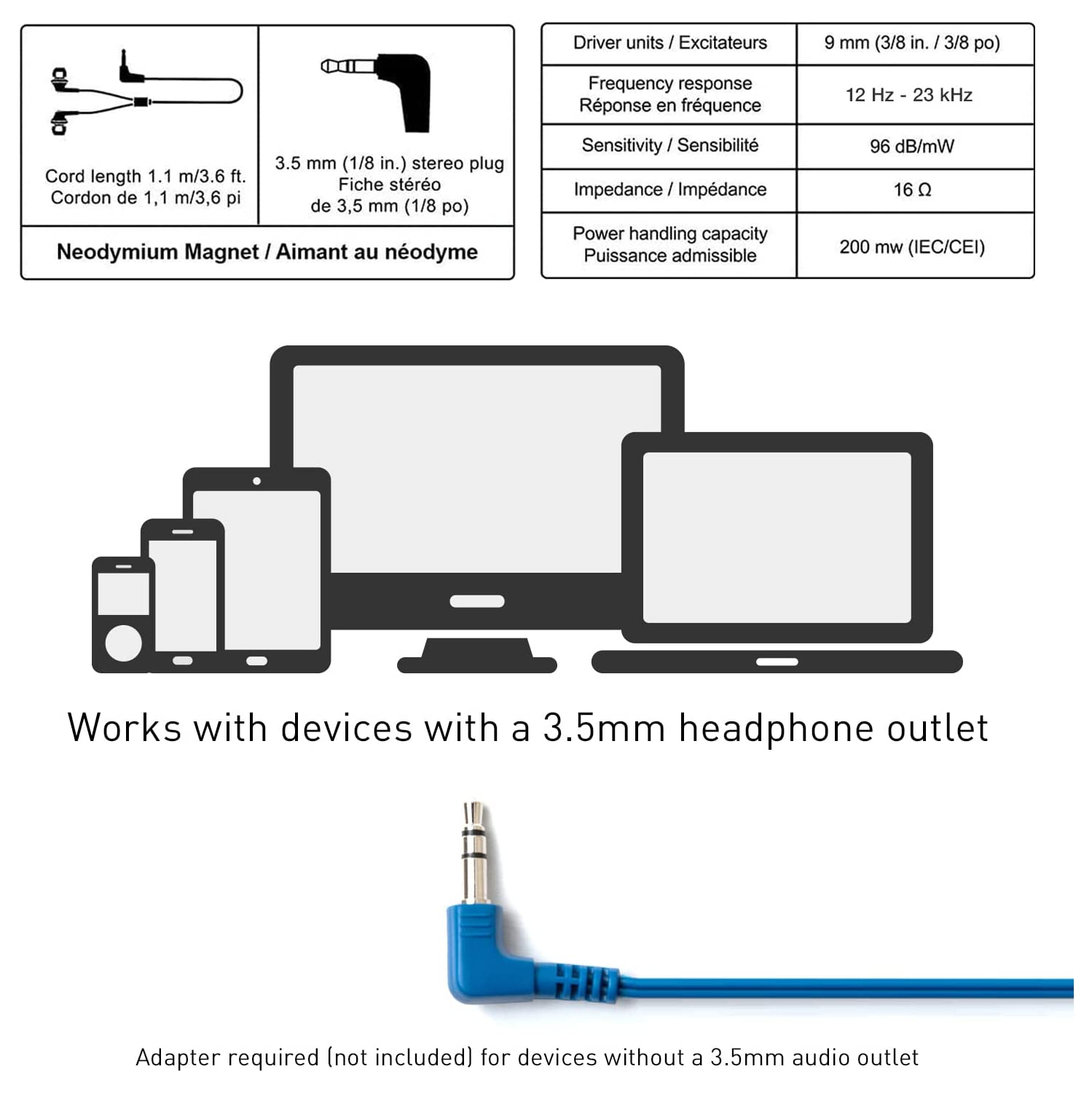 Dolaer RPHJE120A In-Ear Headphone, Blue