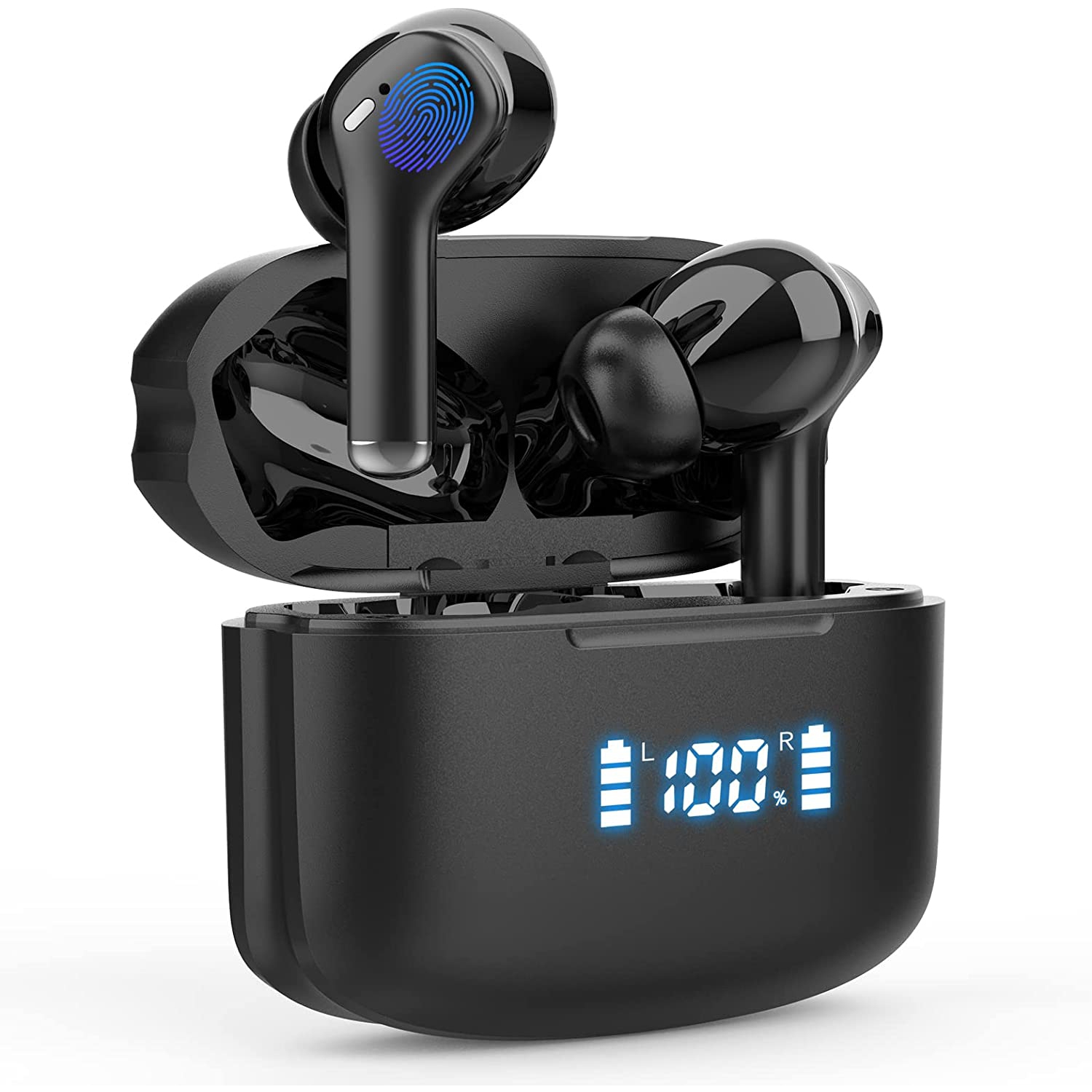 Dolaer Wireless Earbuds, Bluetooth 5.1 Headphones in-Ear True Wireless Stereo Long Playtime Bluetooth Earbuds Built-in 4 Mics Waterproof Smart Touch Control Enhanced Bass LED Displ