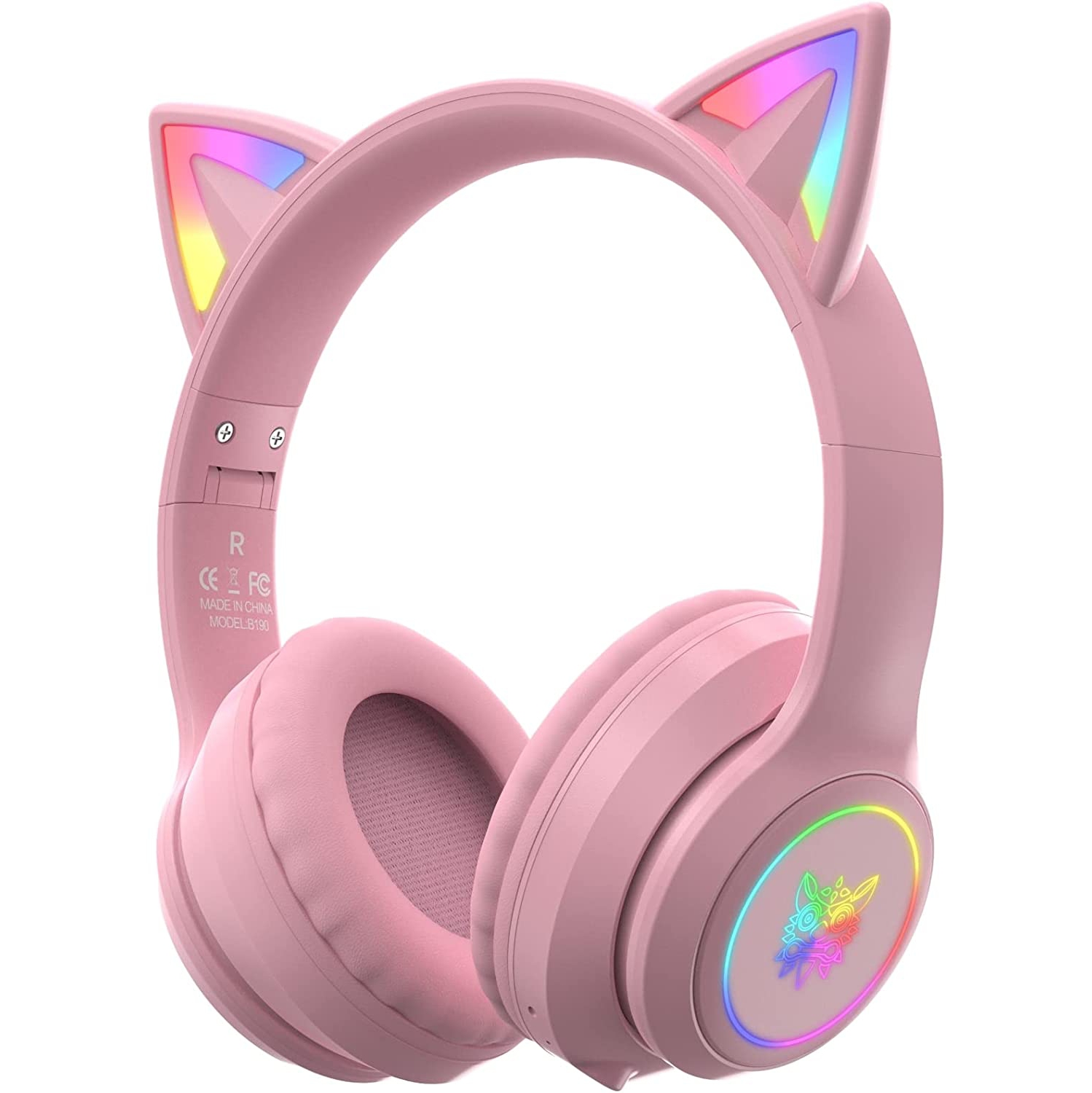 Dolaer Bluetooth Kids Headphones with Microphone, Cat Ear LED Light Up and 85dB Volume Limiting Toddlers Study Headphones, Wireless Foldable HI-FI