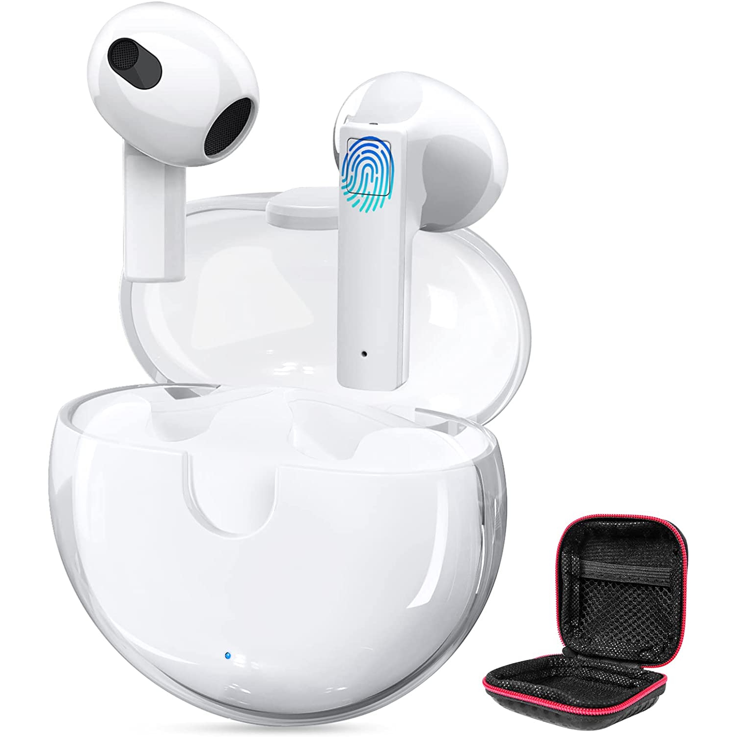 Dolaer True Wireless Earbuds, Bluetooth Stereo Headphones, Portable Mini Earphones Sport, in-Ear Earbud Touch Control w/Mic USB-C Charging Case for iPhone 13 Pro Max Samsung S22 S2