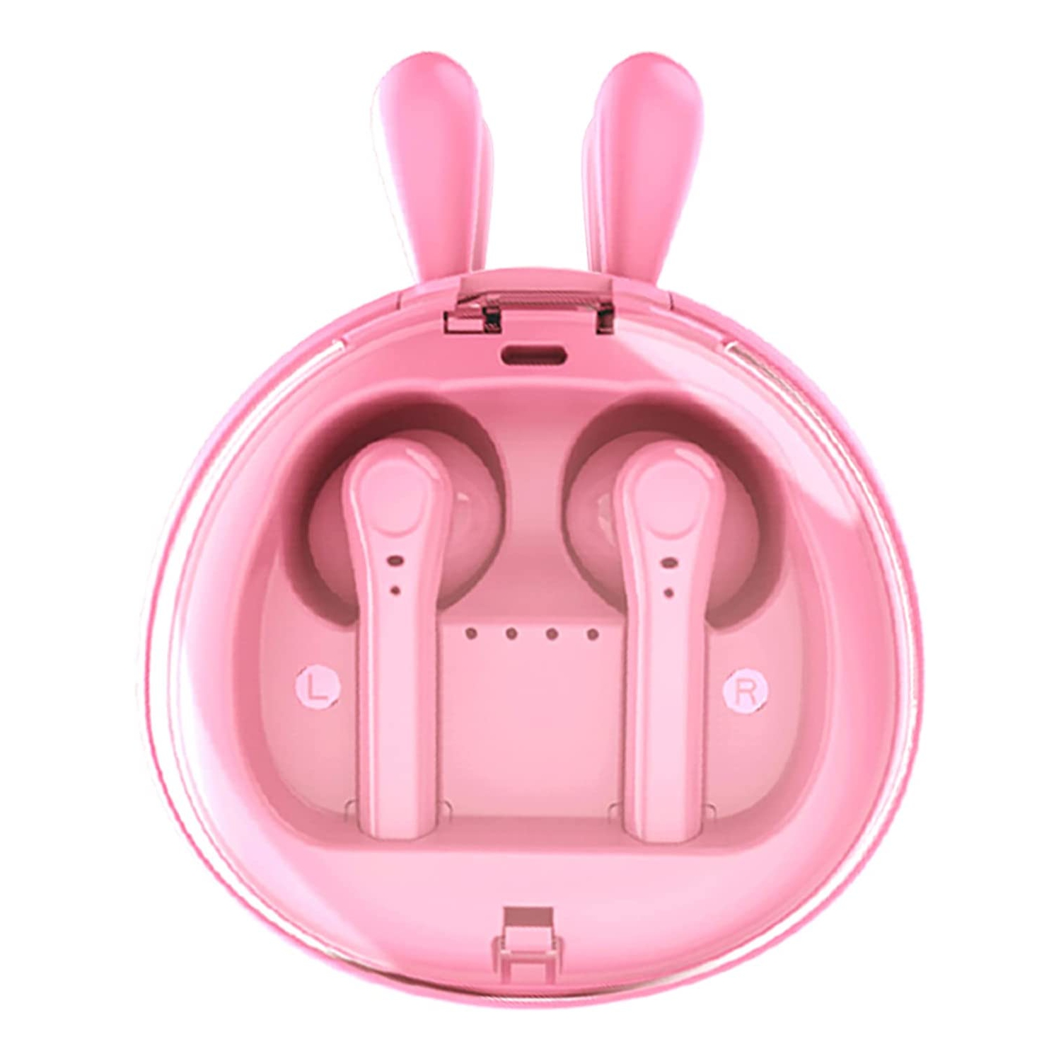 Dolaer Kids Wireless Earbuds with Charging Case, Cute Pink Rabbit Cartoon Earphones, BT 5.0 TWS HiFi Stereo Sound Noise Reduction Waterproof Sport Headphones for Boys/Girls, Built-