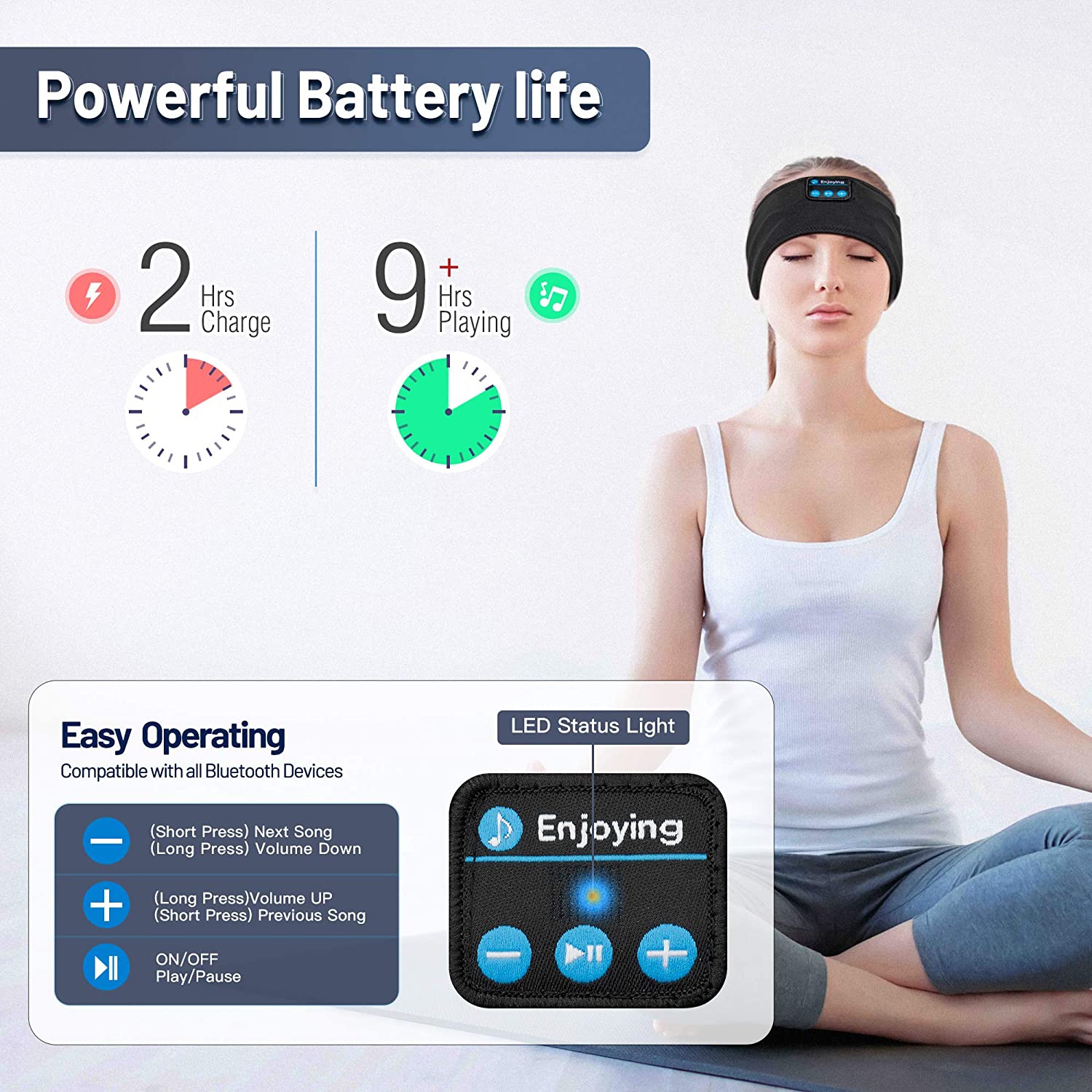 Dolaer Sleep Headphones Bluetooth Sports Headband Headphones with Ultra-Thin HD Stereo Speakers Perfect for Sleeping,Workout,Jogging,Yoga,Insomnia,