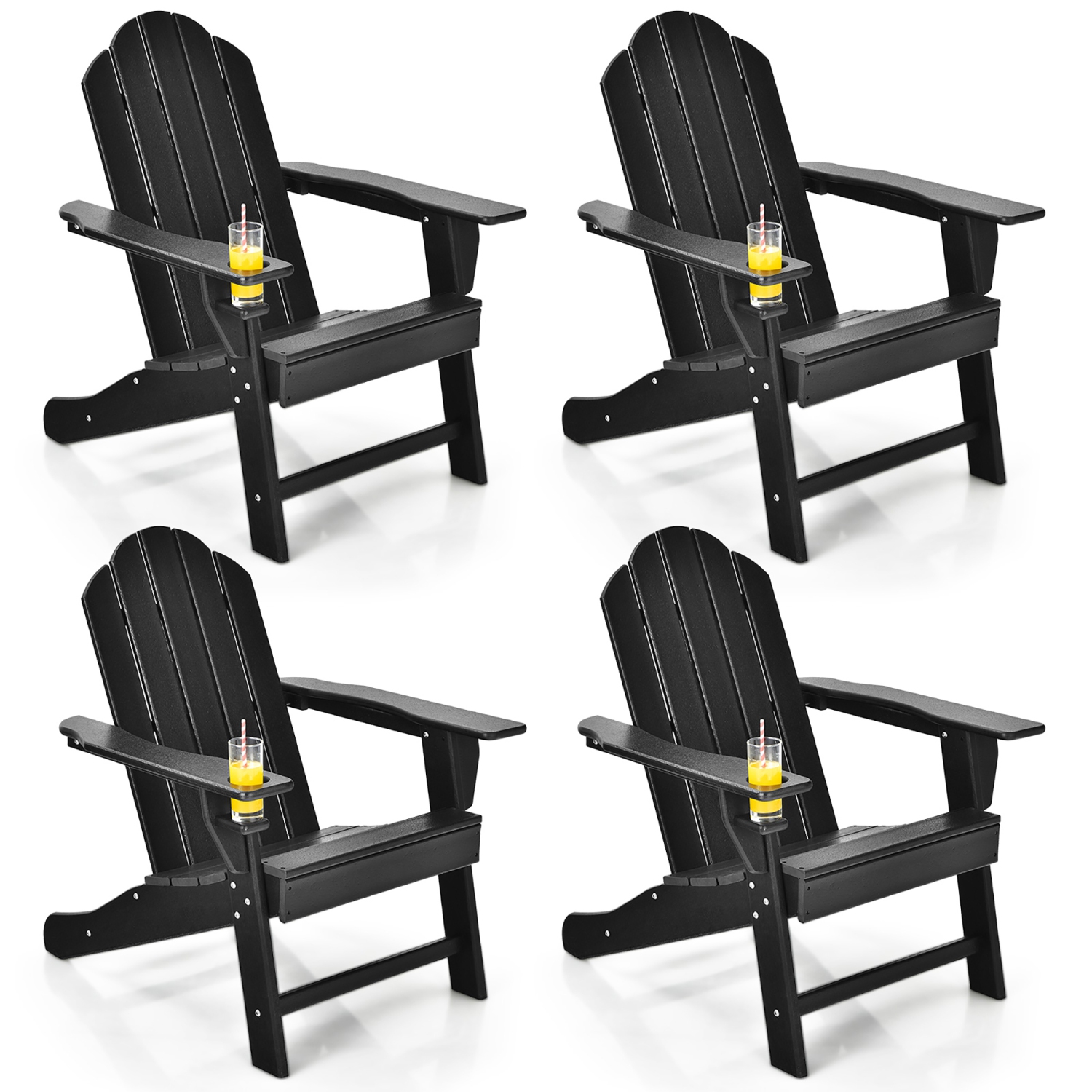 Patio Adirondack 4PCS de Costway résistant aux intempéries avec porte-gobelet