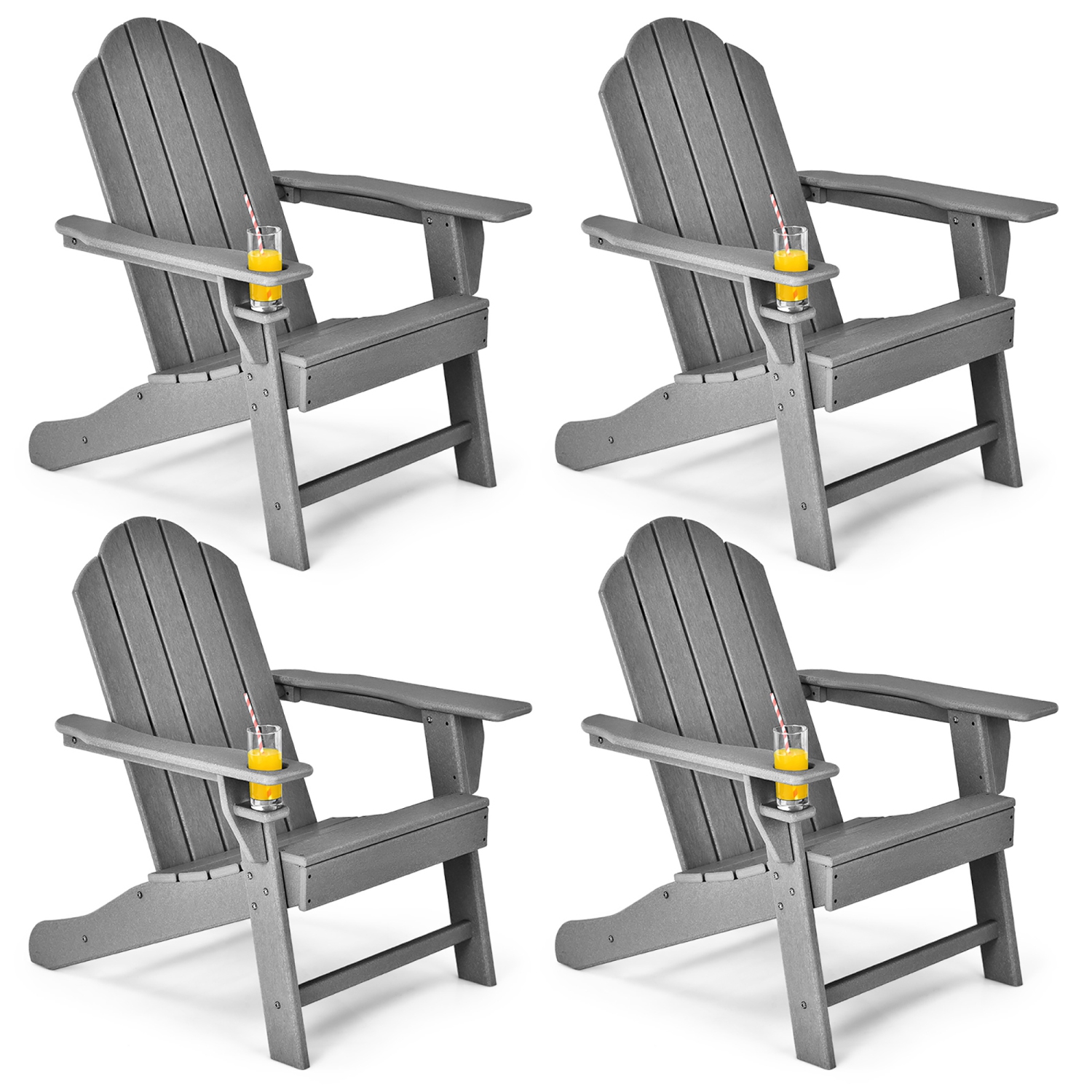 Patio Adirondack 4PCS de Costway résistant aux intempéries avec porte-gobelet