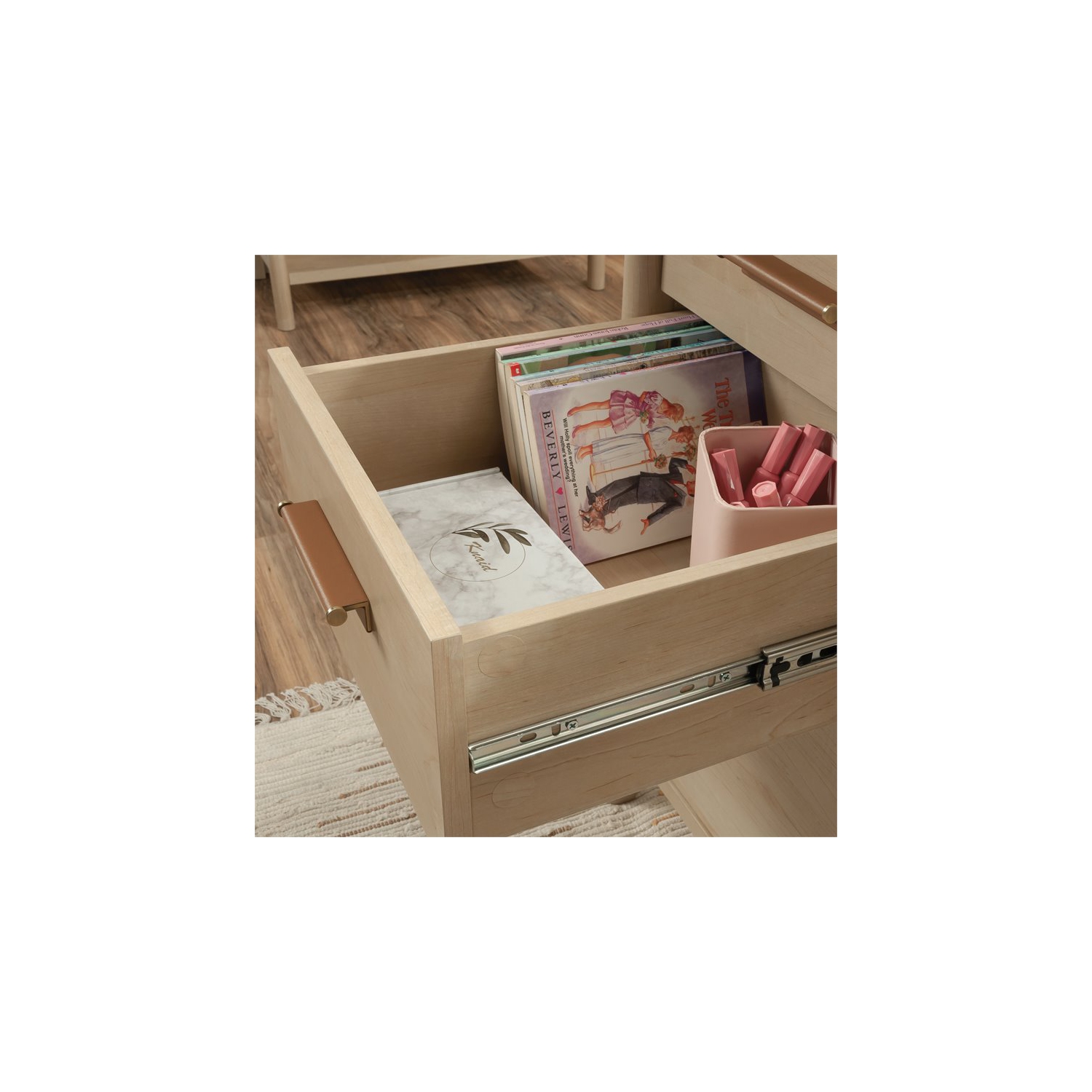 Sauder – Bureau de direction en bois d’ingénierie Whitaker point, érable naturel