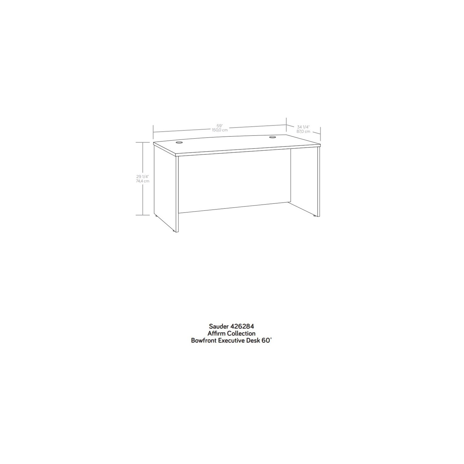 Sauder Affirm Engineered Wood Bowfront Executive Desk in Classic Cherry