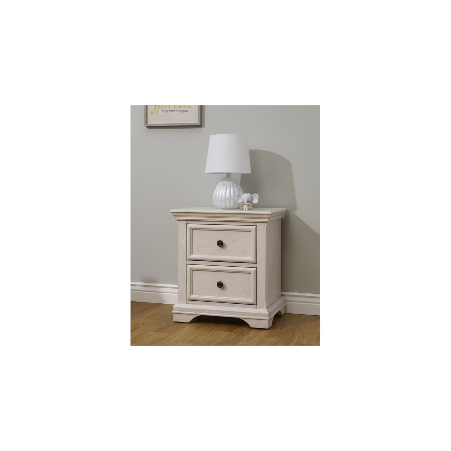 La table de chevet en bois Portofino de Sorelle Furniture pour bébé en ivoire brossé