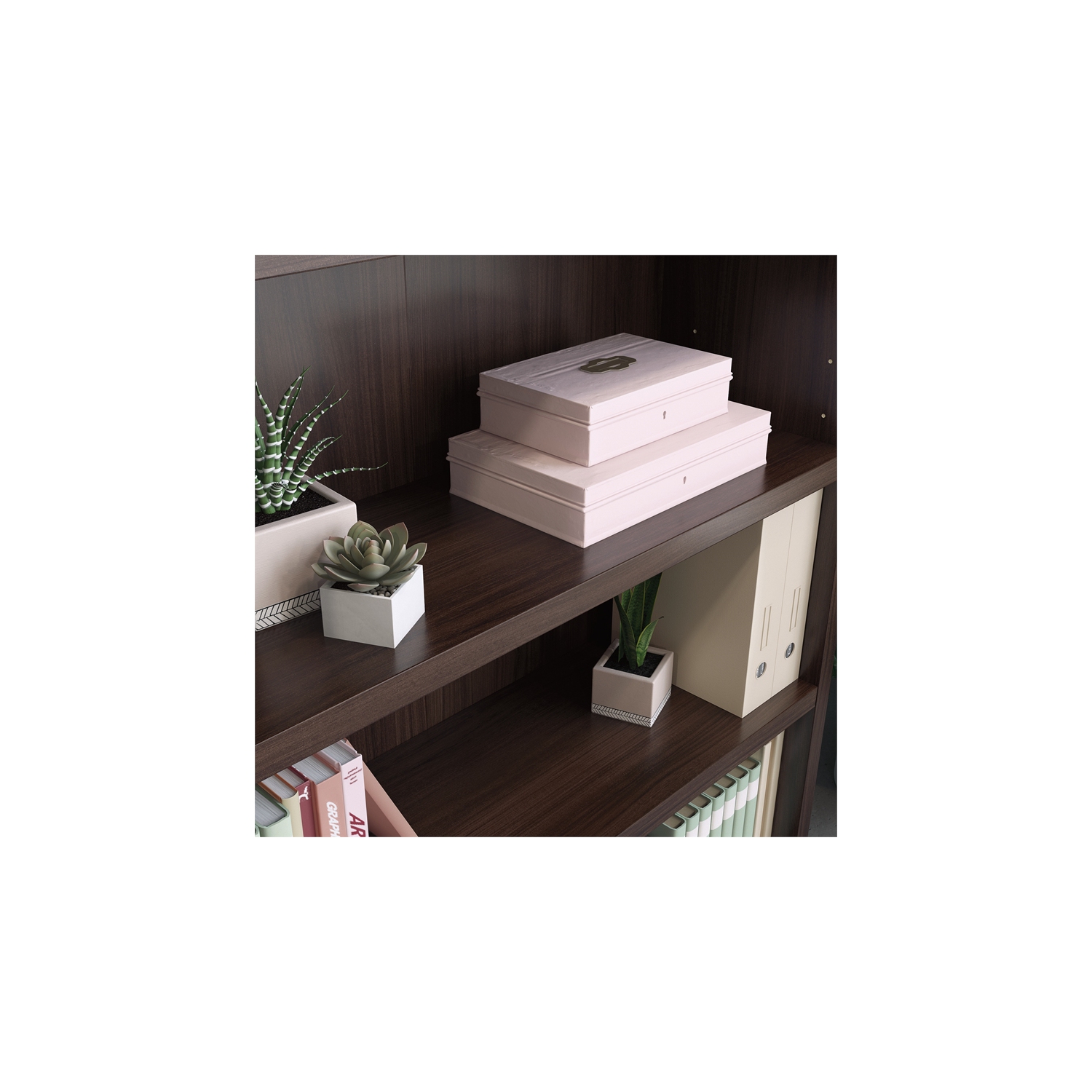 Sauder Affirm Engineered Wood 5-Shelf Bookcase in Noble Elm/Brown