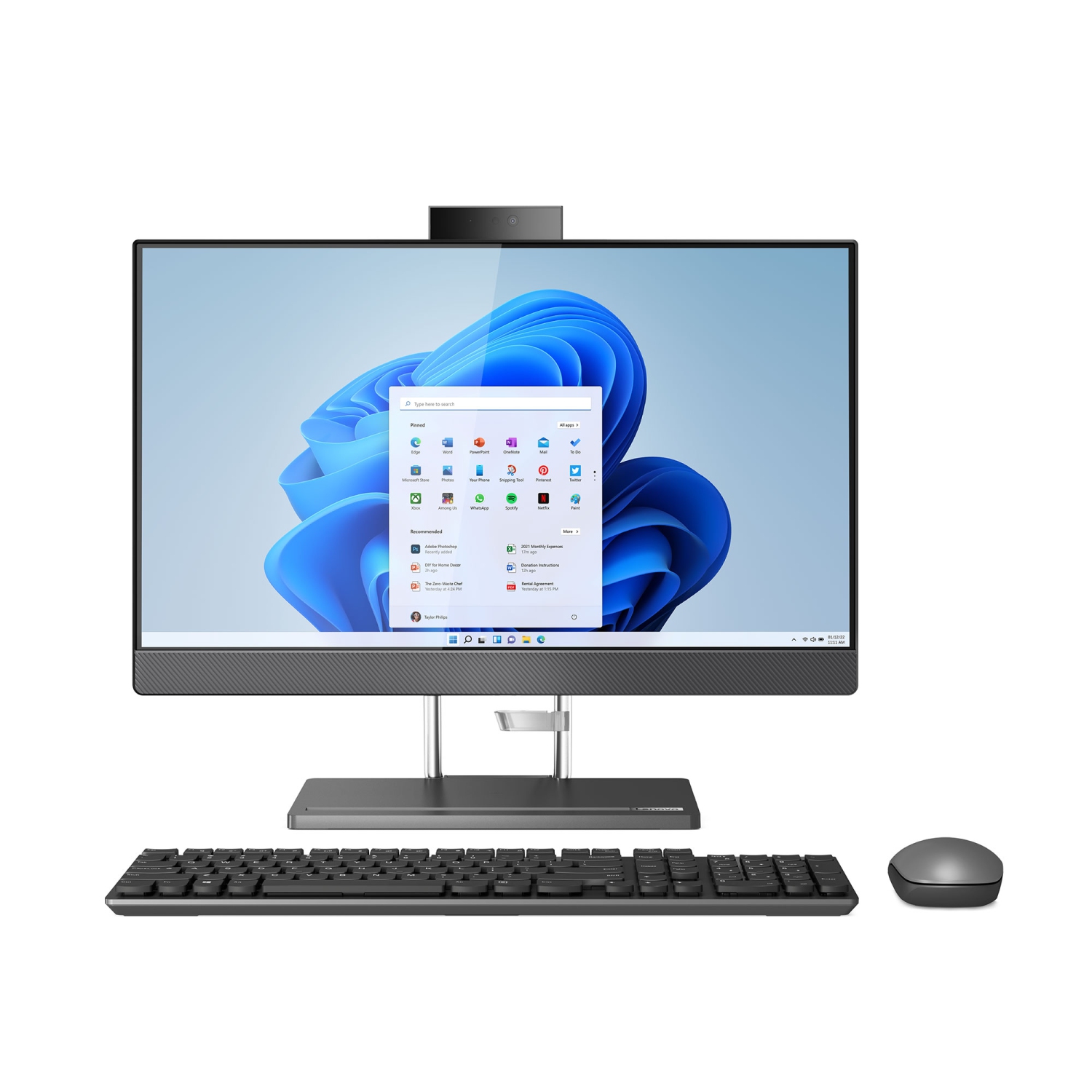 Lenovo IdeaCentre AIO 5i Intel Desktop, 23.8" FHD IPS Touch 250 nits, i5-12500H, Iris Xe Graphics, 16GB, 256GB, Win 11 Home