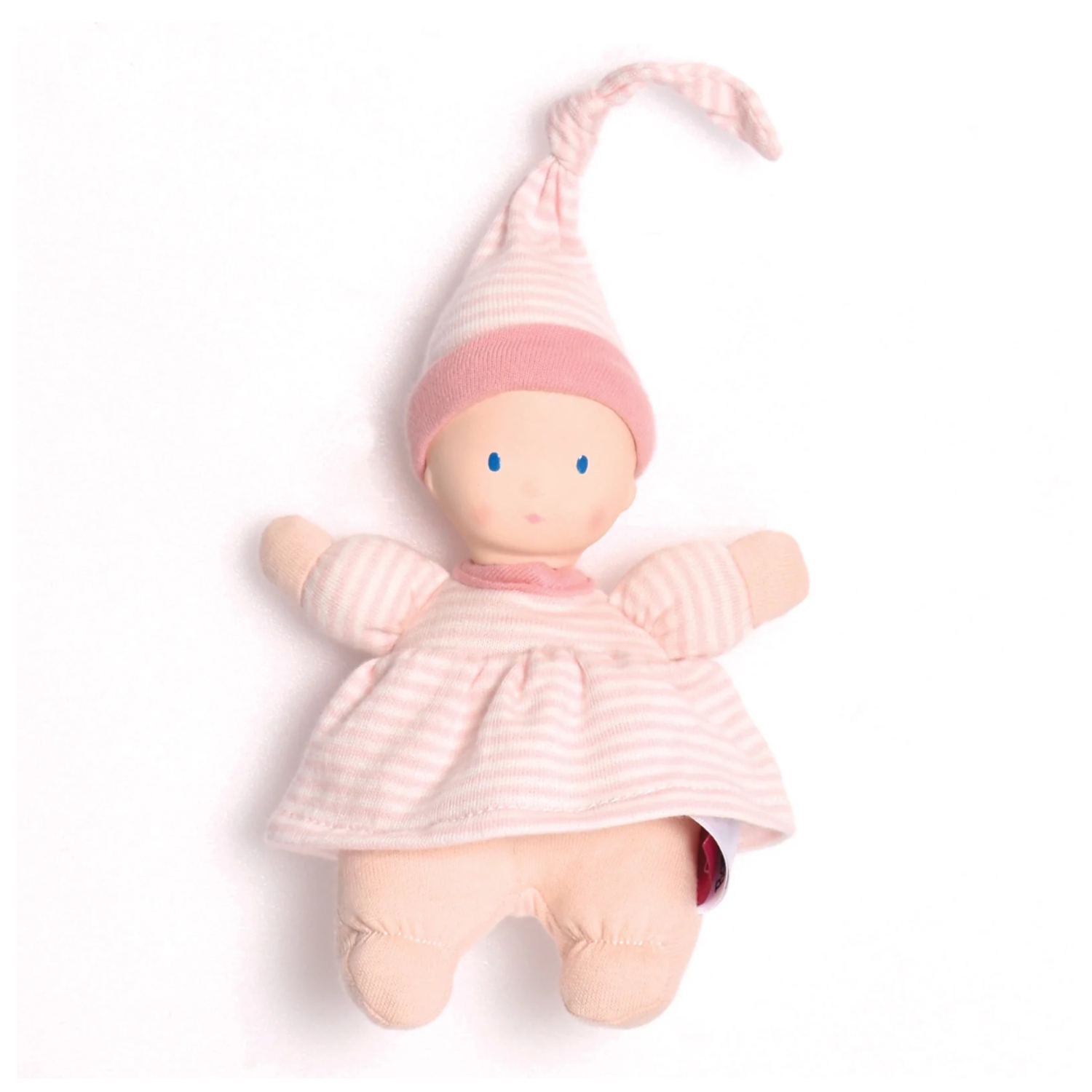 Poup&eacute;e en peluche b&eacute;b&eacute; pr&eacute;cieux de la collection Bonikka de Tikiri - Rayure Rosee
