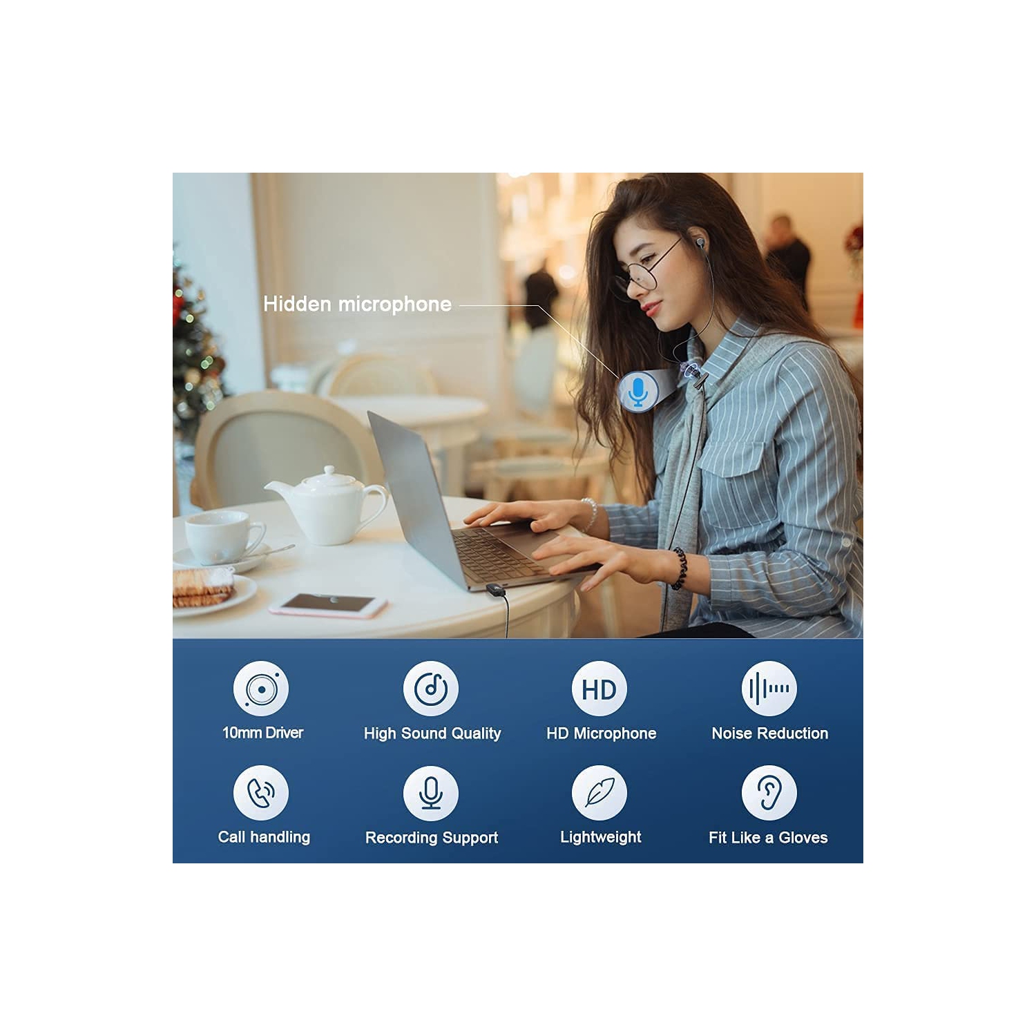 Dolaer OKCSC U260 USB Computer Earbuds in-Ear USB Headset with Stereo Sound 2.5m Cable Wired Earphones for Home Office/Online Classes/Live