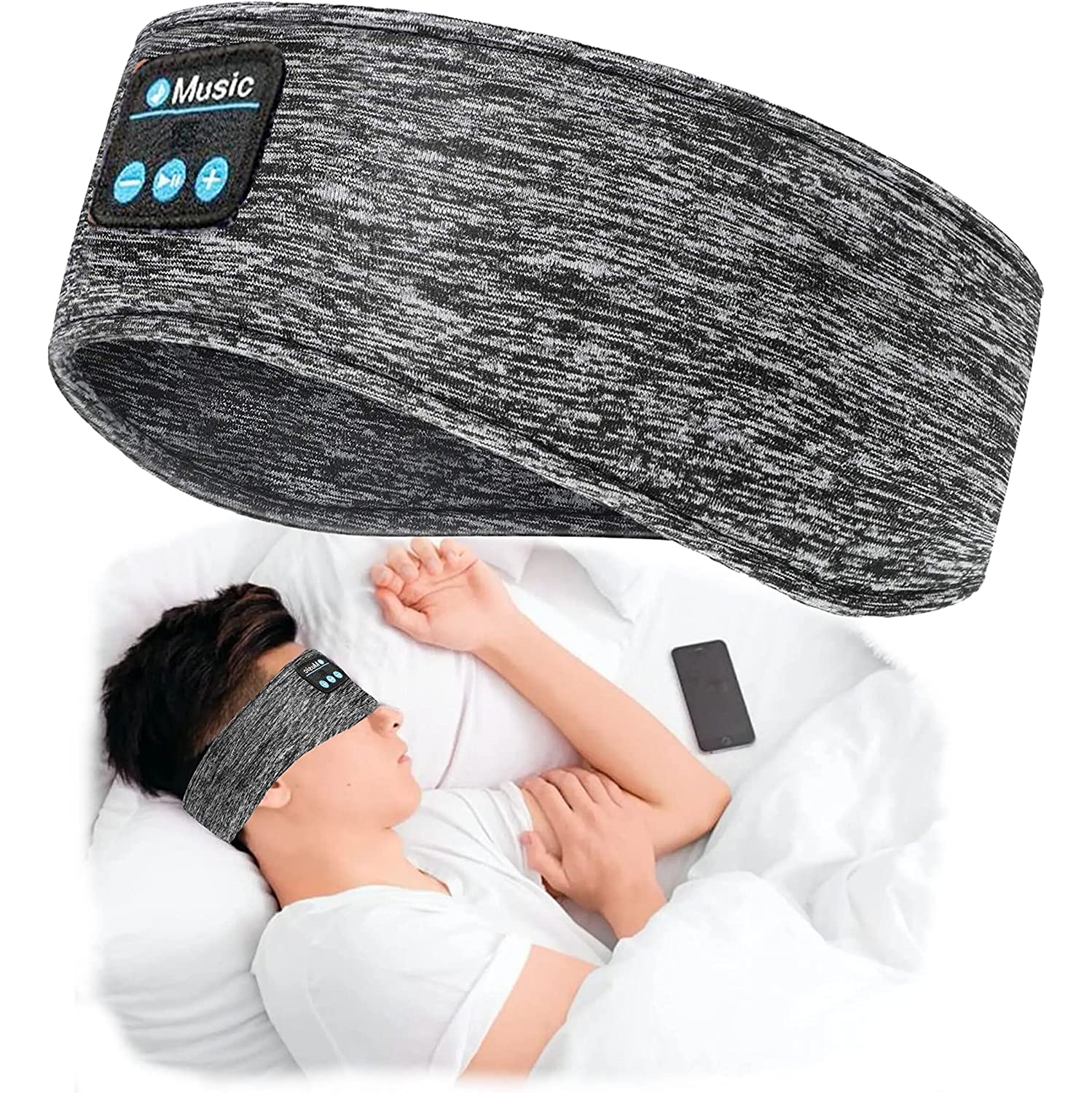 Dolaer Sleep Headphones Sports Bluetooth Headband, Soft Music Sleeping Wireless Earbuds Eye Mask with Thiner Headset, Breathable Headbands for Side Sleeper Workout Running Yoga Tra