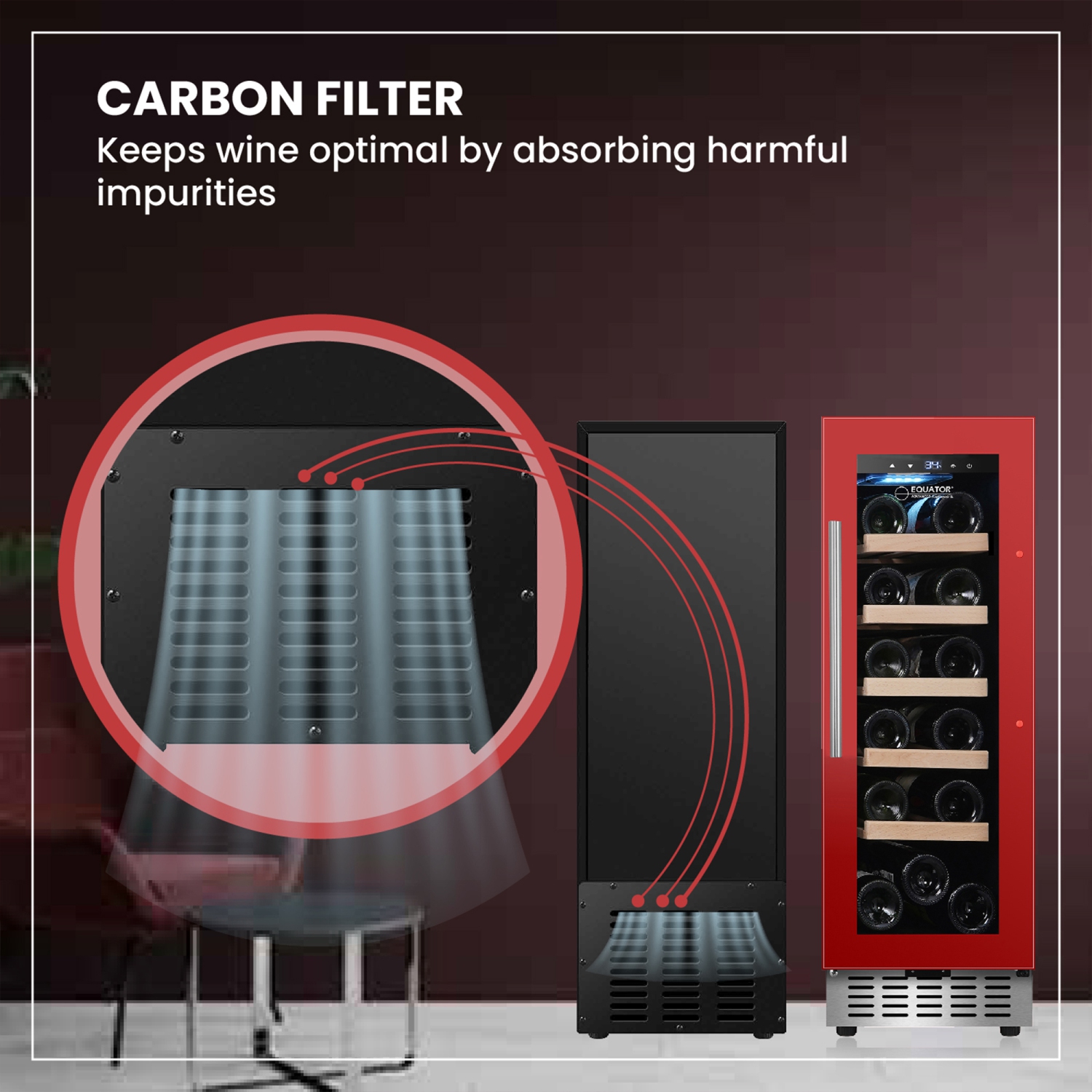 Equator 18 Bottle WINE REFRIGERATOR Freestanding/Built in 7 Color LED 110V