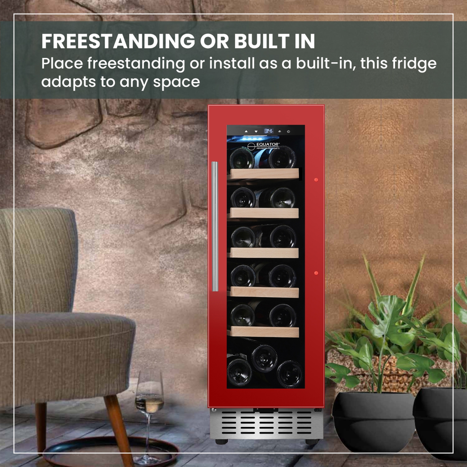 Equator 18 Bottle WINE REFRIGERATOR Freestanding/Built in 7 Color LED 110V