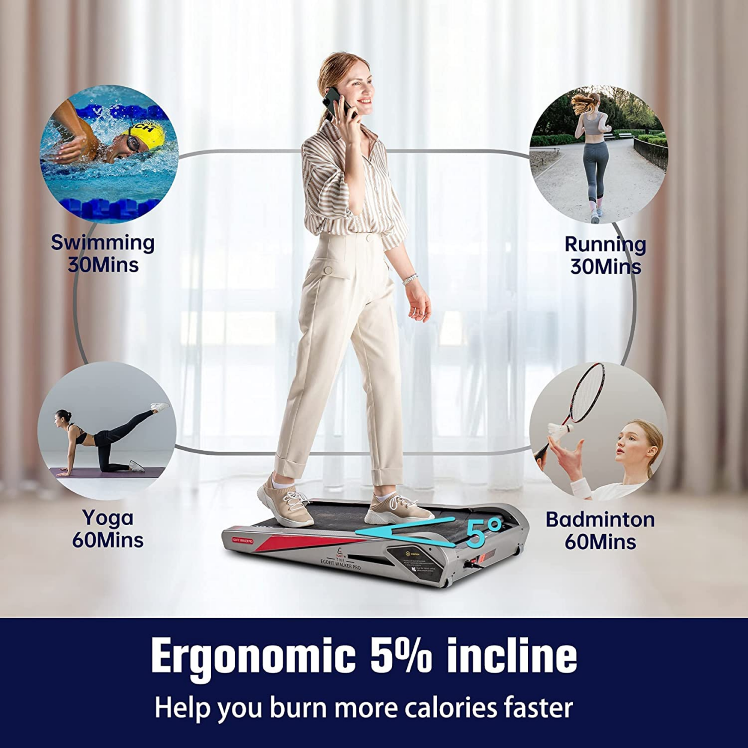 Egofit Walker Pro M1 Motorized Treadmill with APP and Remote Control