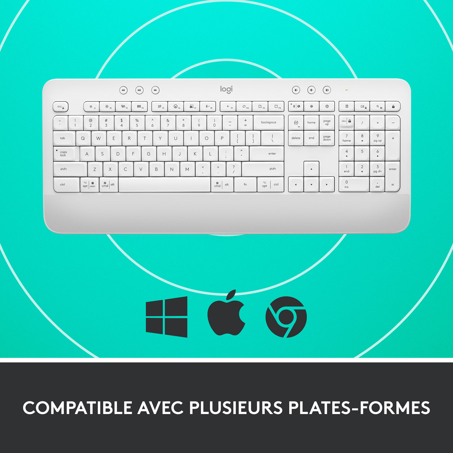Clavier Bluetooth pleine grandeur SIGNATURE K650 de Logitech - Blanc cassé