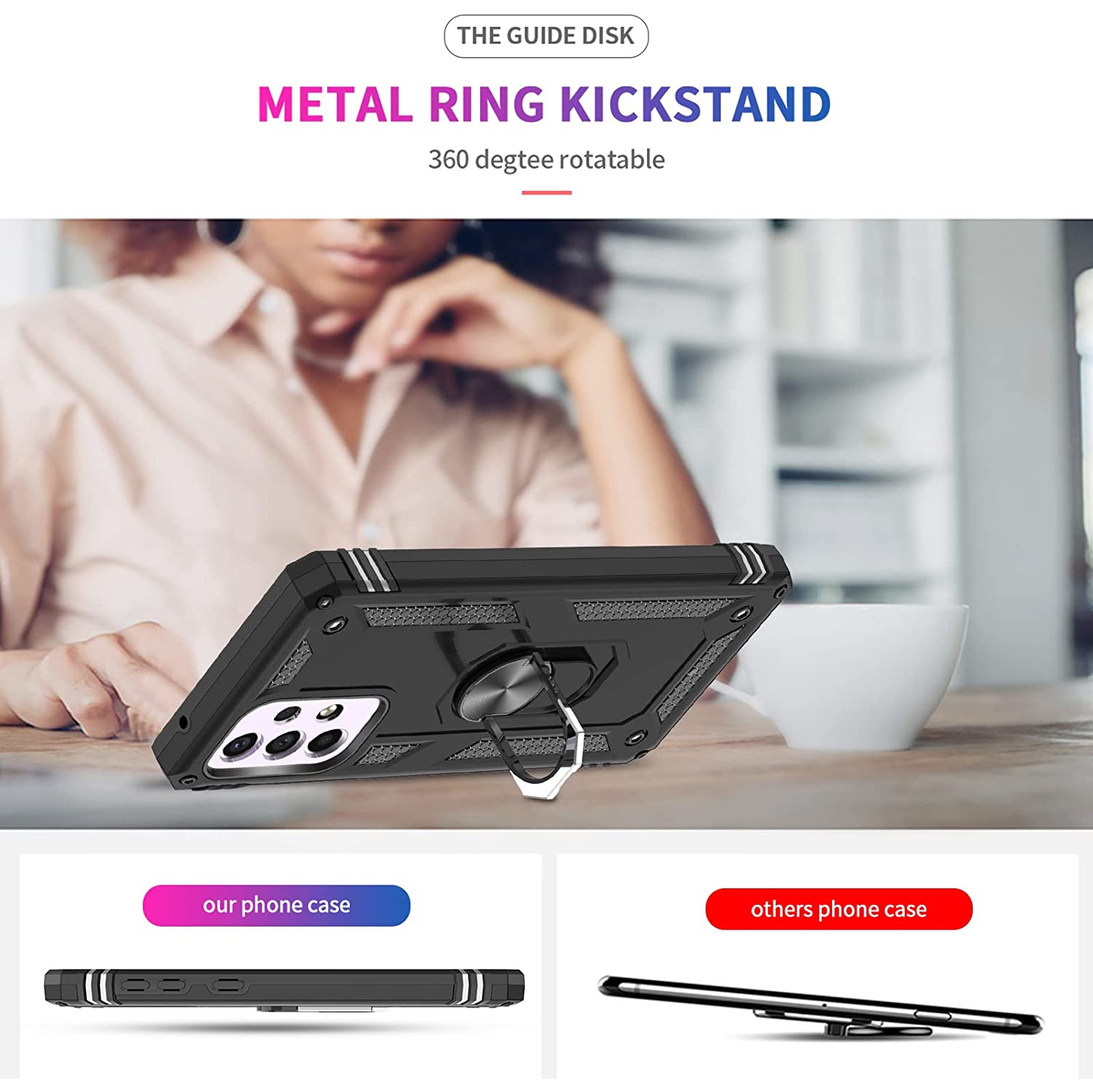 【CSmart】 Anti-Drop Hybrid Magnetic Hard Armor Kickstand Case with Ring Holder for Samsung Galaxy A23 4G / 5G, Rose Gold