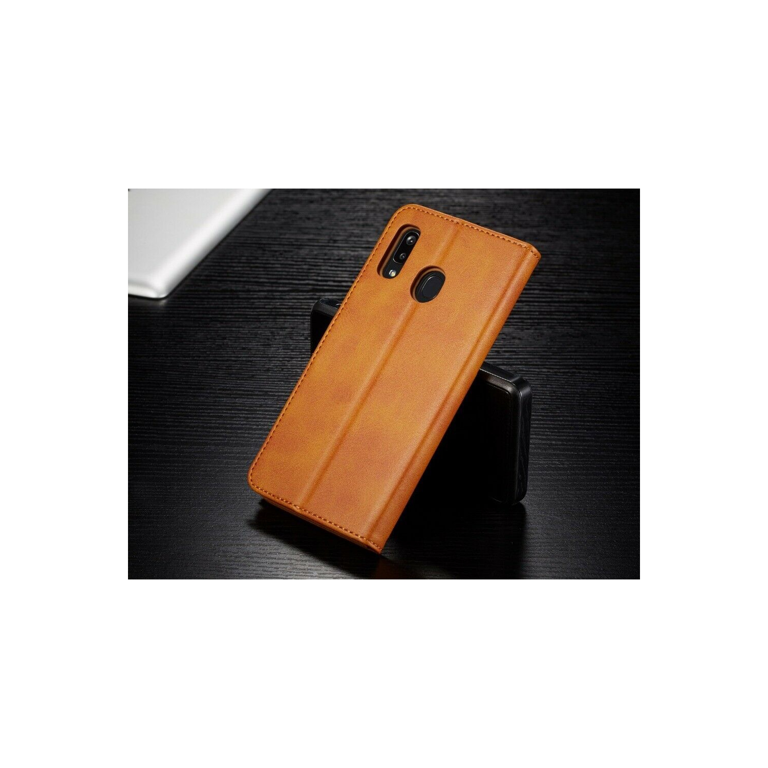 Étui-portefeuille magnétique en cuir véritable SupRShield pour Galaxy S21 FE de Samsung - Brun