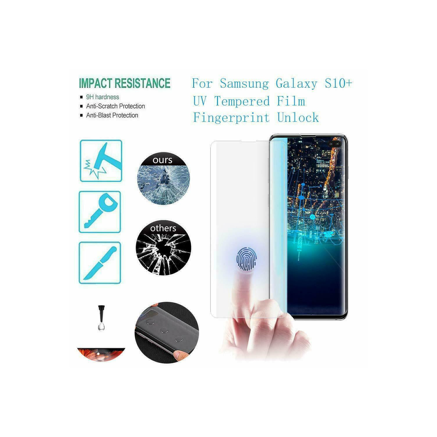 Protecteur d’écran en verre trempé avec gel liquide pour Galaxy S9 UV de Samsung