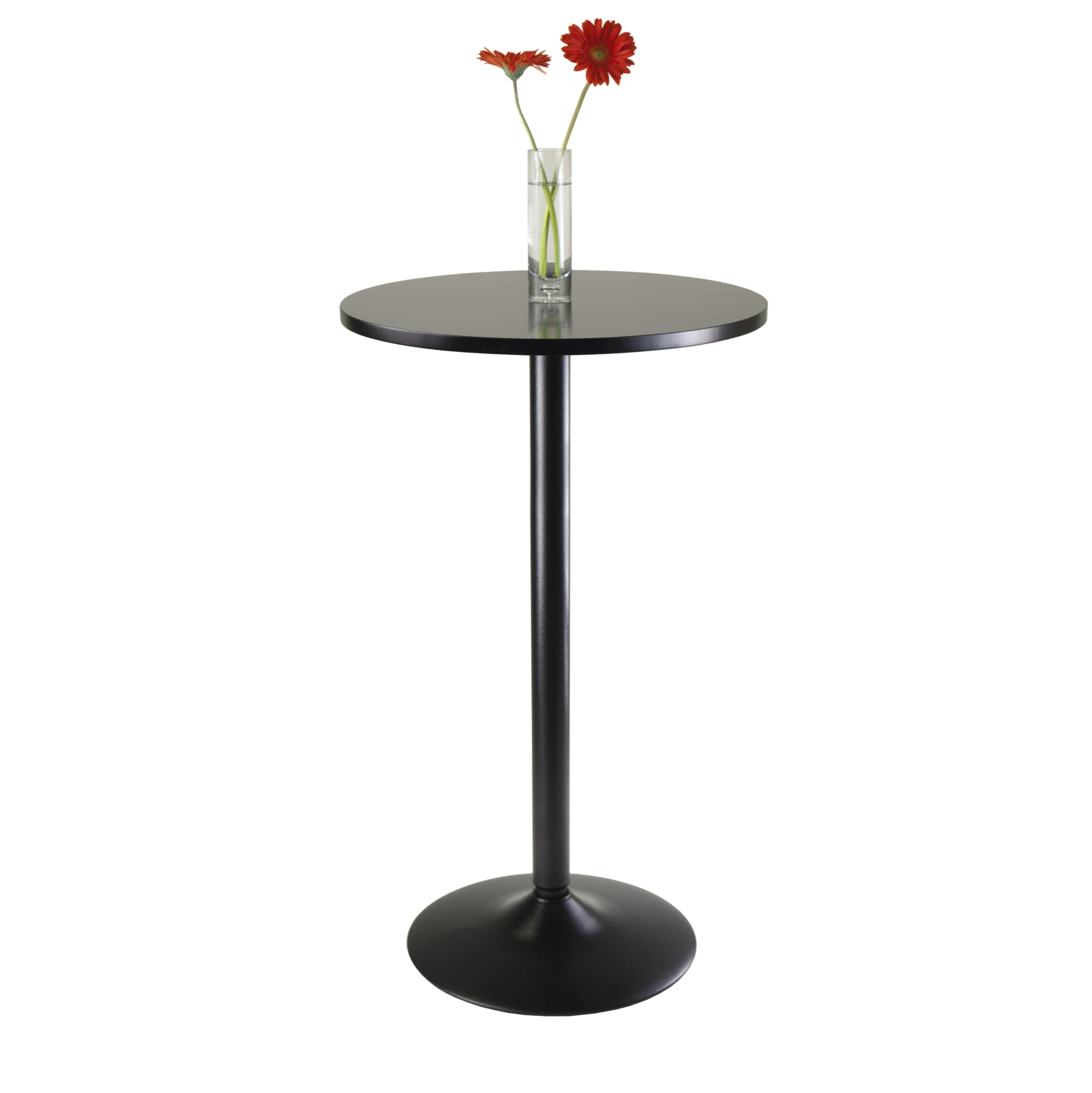Table de pub ronde Obsidian, noir