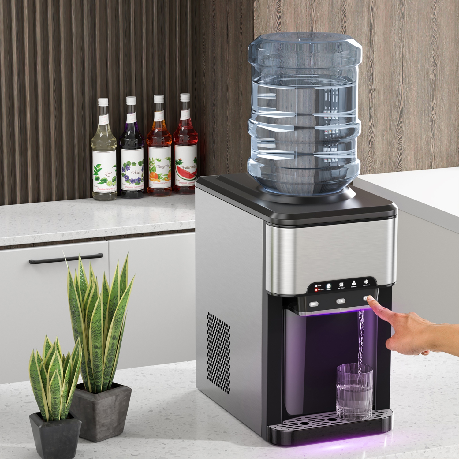 Costway 3-in-1 Water Cooler Dispenser with Built-in Ice Maker w/ 3 Temperature Settings
