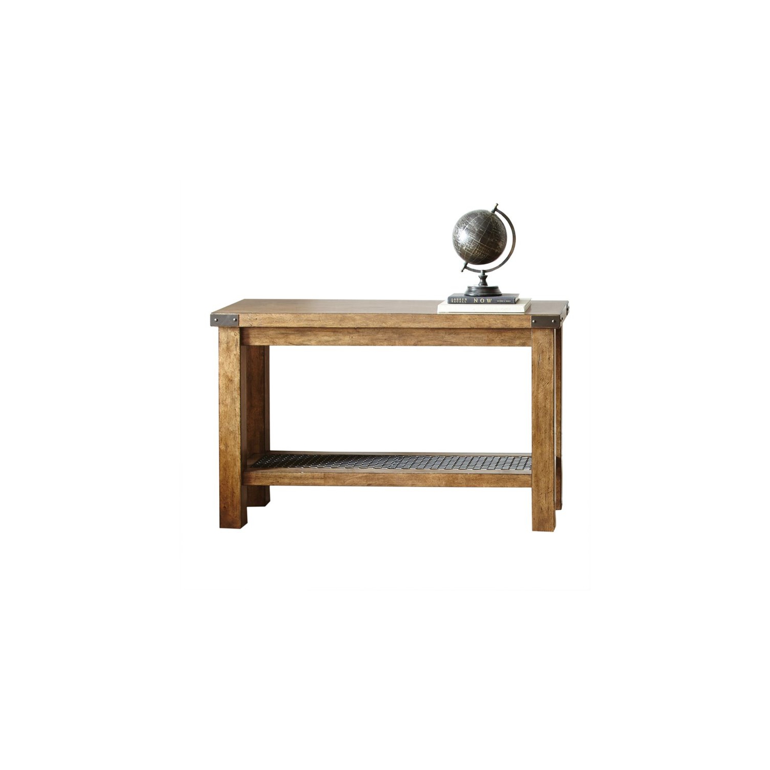 Console transitionnelle Pemberly Row en chêne antique vieilli