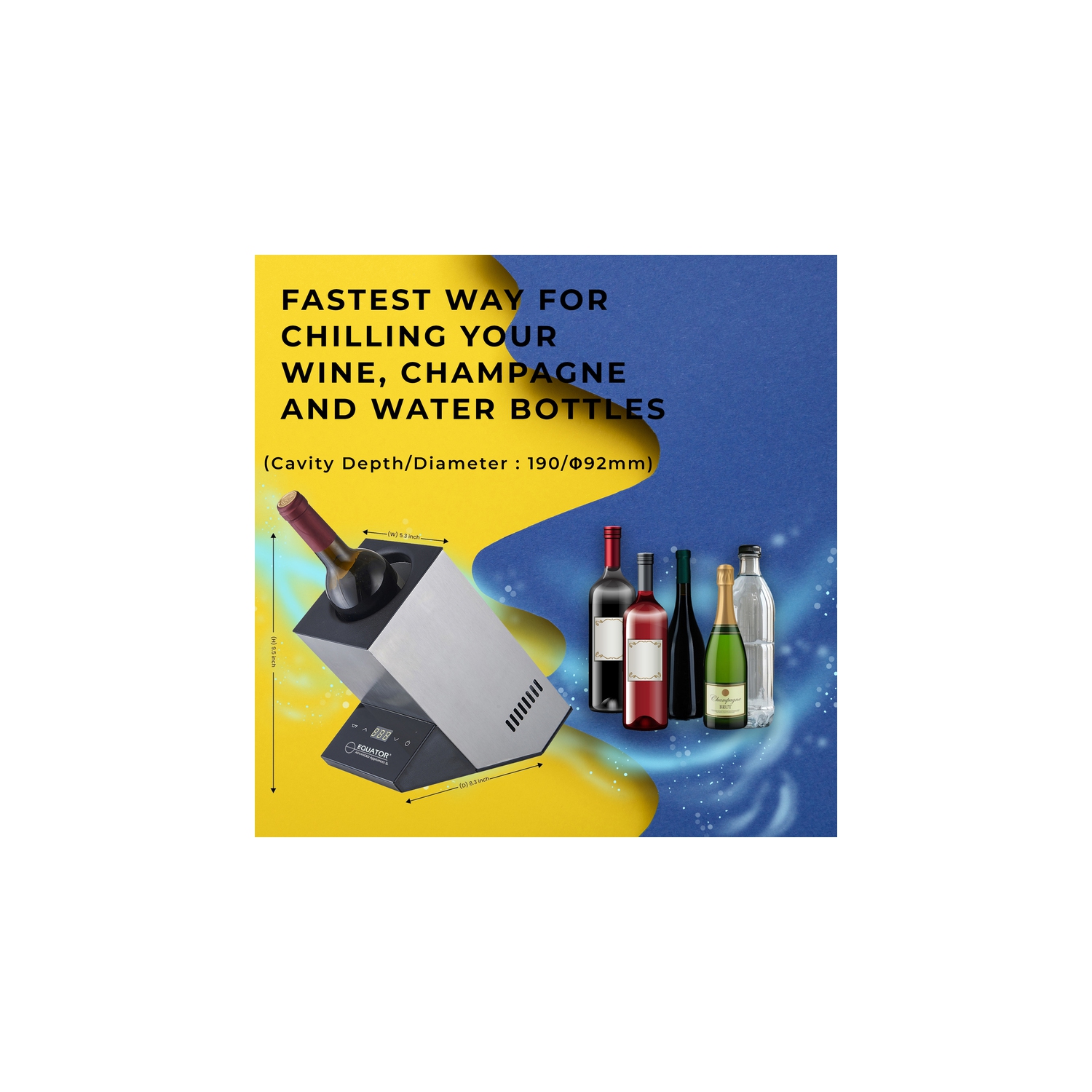 Equator Single Bottle Chiller Wine-Champagne-Water 110V AC/12V DC