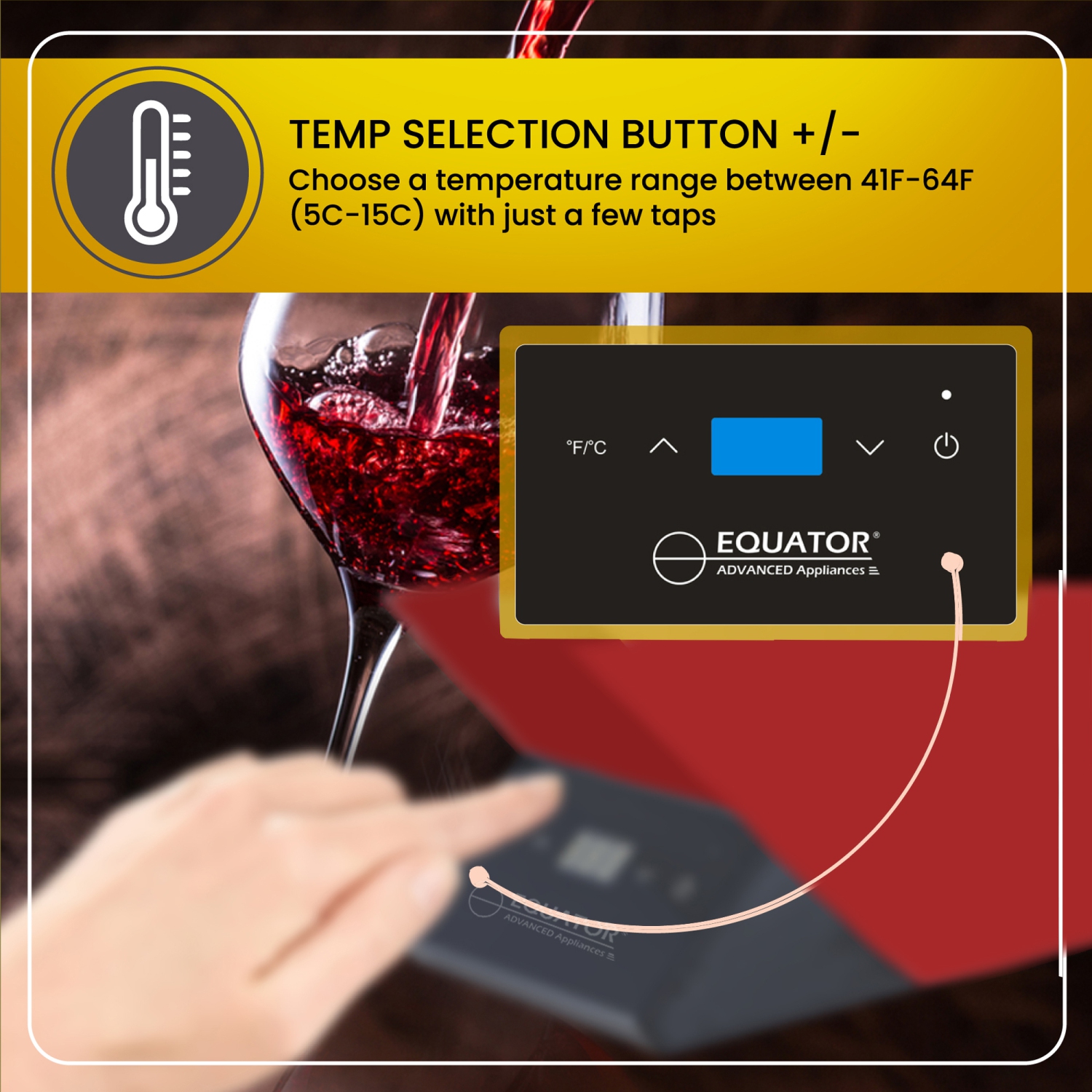 Refroidisseur bouteille unique Equator vin-champagne-eau 110&nbsp;V AC/12&nbsp;V DC