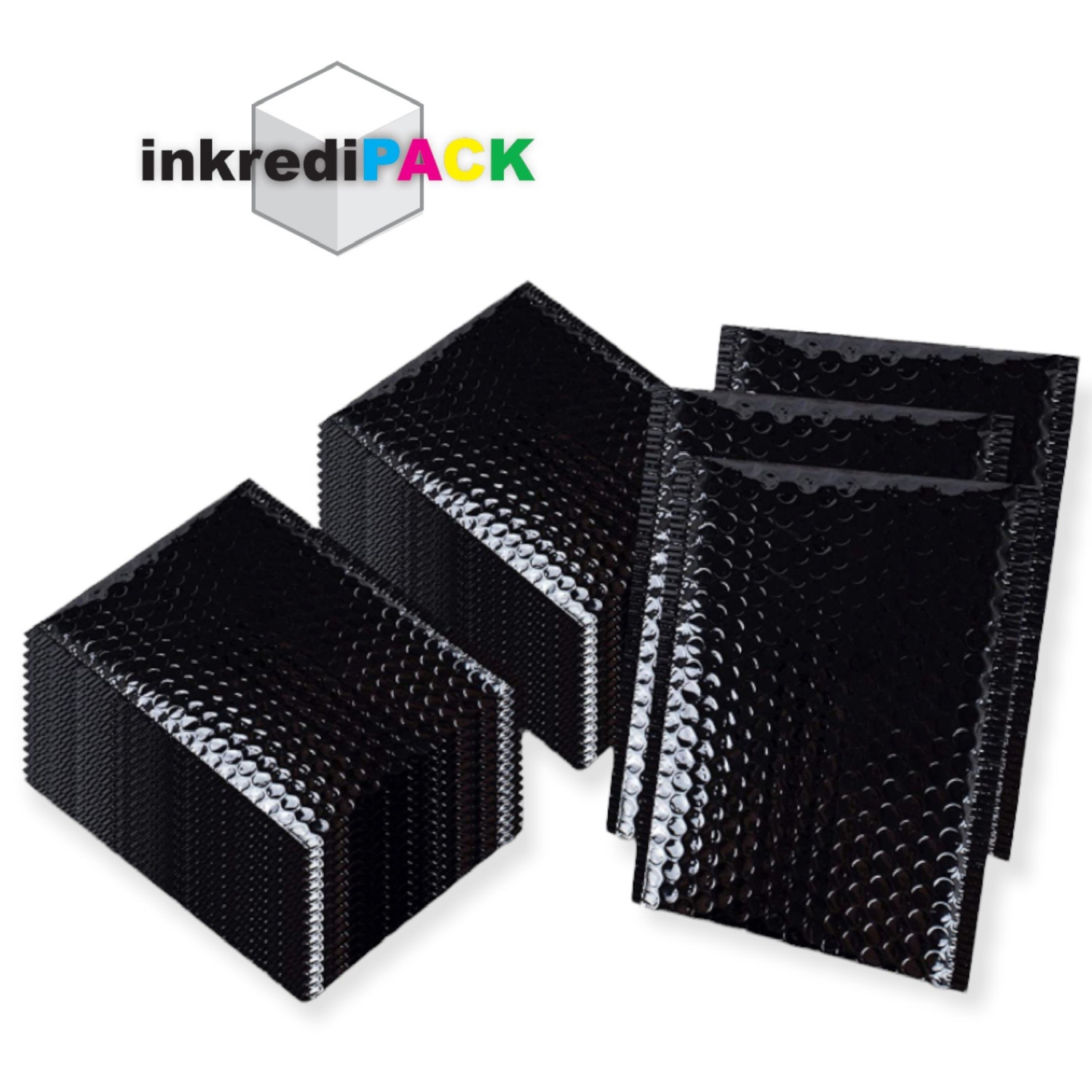 InkrediPack 8.5" X 12" #2 Black Self Seal Metallic Foil Glamour Bubble Mailers/10 Pack