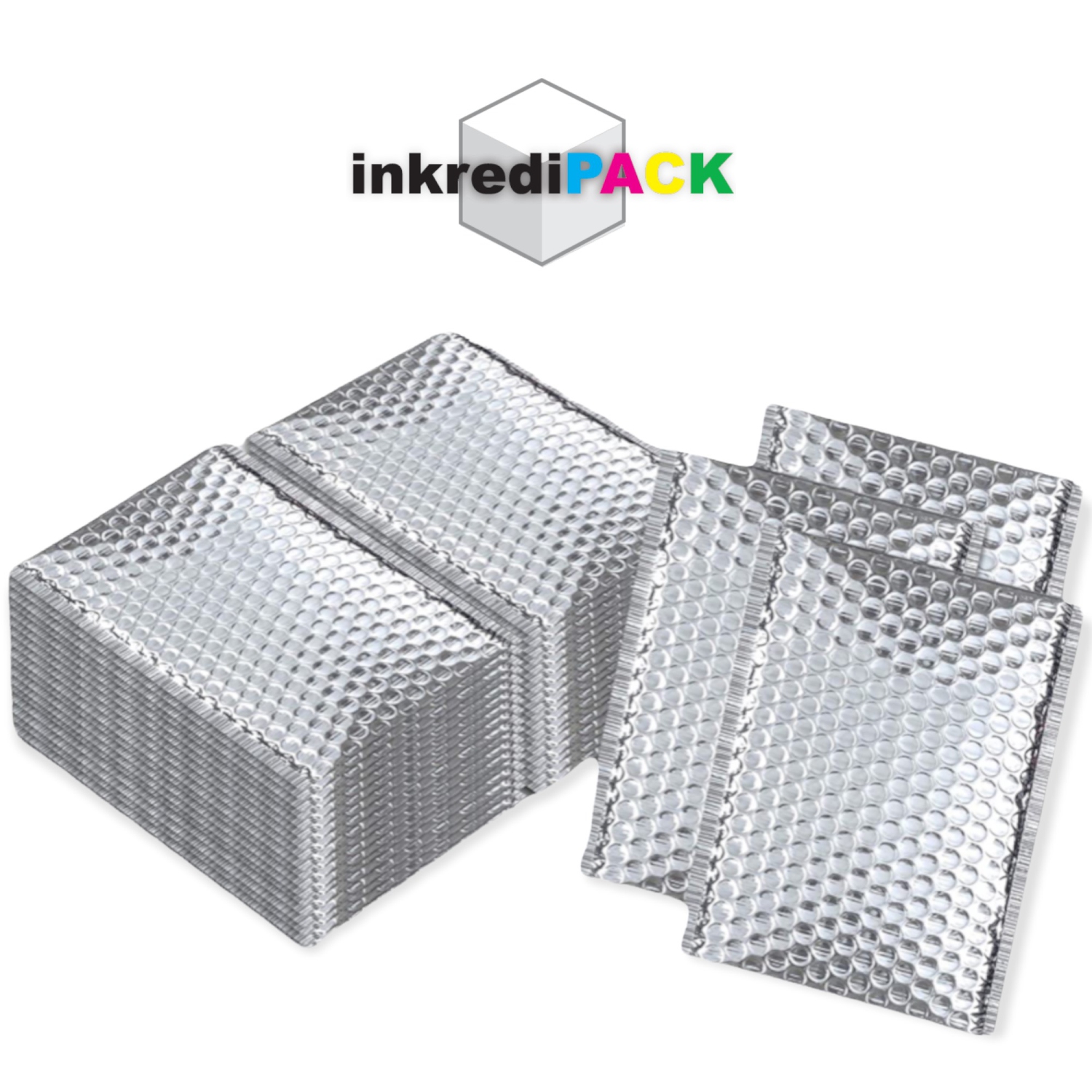 InkrediPack 4" X 8" #000 Silver Self Seal Metallic Foil Glamour Bubble Mailers/50 Pack