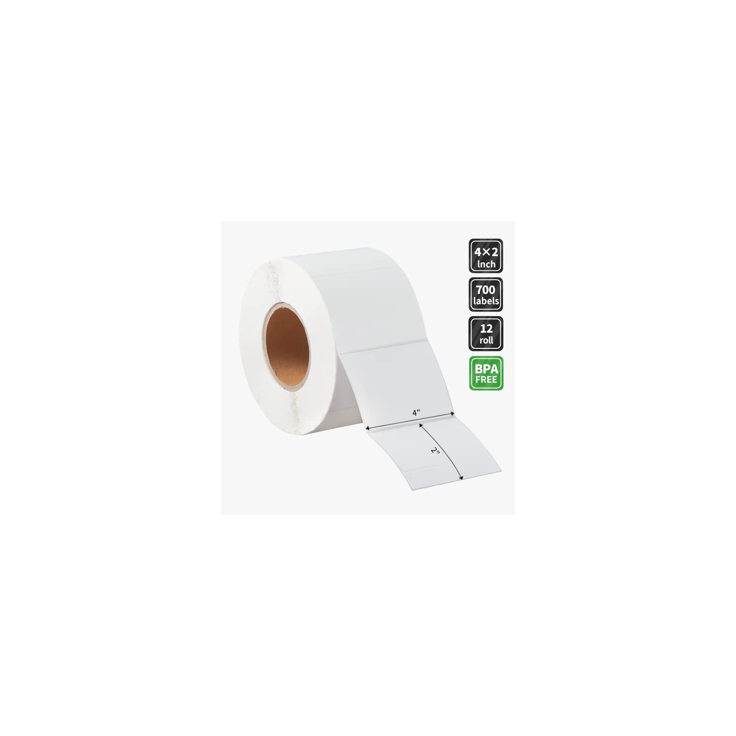 Big Sku [12 Big Rolls, 700/Roll] 4" x 2" Direct Thermal Compatible Labels(not for dymo) - Premium Resolution & Adhesive
