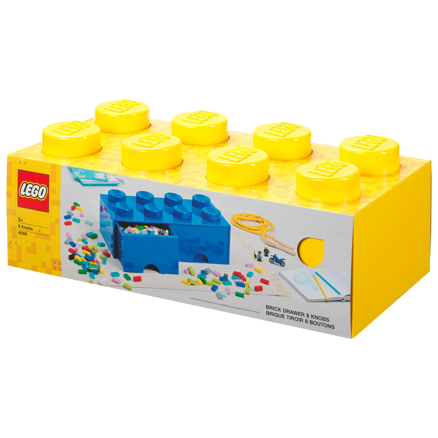 LEGO 8 Knobs Brick Storage Box with 2 Drawers - Bright Yellow (40061732)