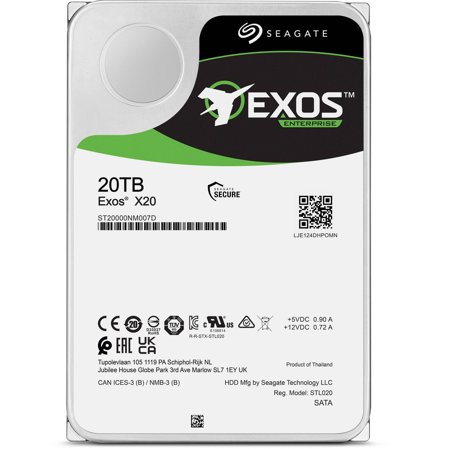 Seagate ST20000NM007D Hard Drive 20TB SATA3 6Gb/S 7200 RPM