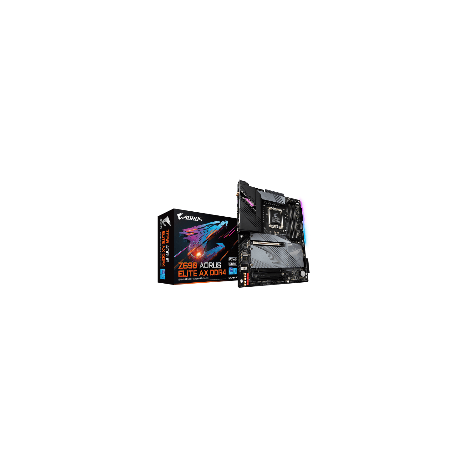 Gigabyte Z690 AORUS Elite AX Intel Z690 LGA 1700 DDR4 Quad M. ATX PCIe 5.0 Black Motherboard
