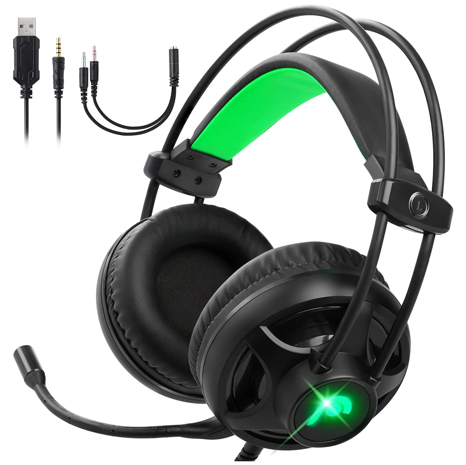 Dolaer Gaming Headset with Microphone & Volume Control, 3D Surround Strong Bass Over Ear Headphone with Ergonomic Headband Compatible with Xbox PS4 PS5 Nintendo Switch PC Laptop De