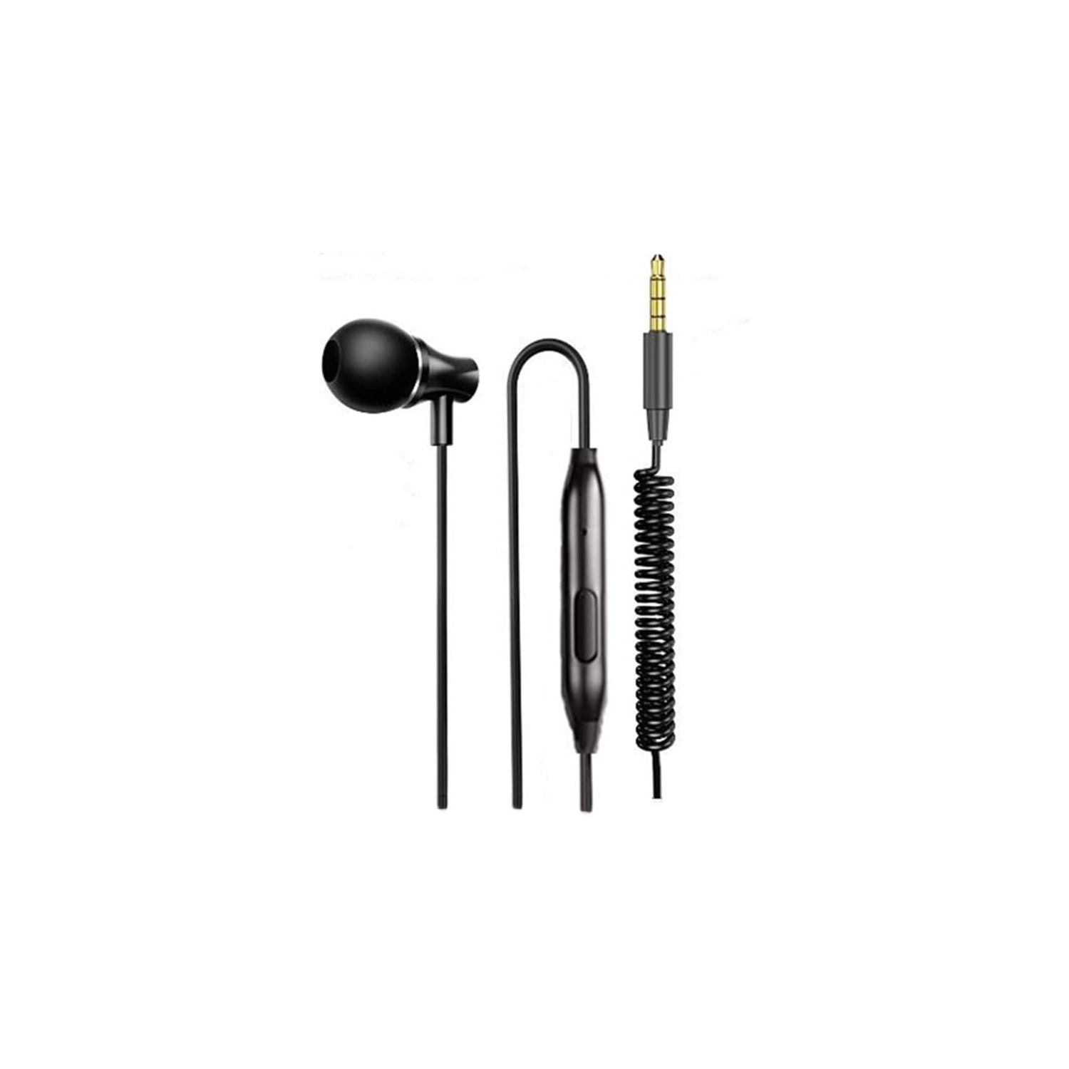 Dolaer Single Side Earphone in-Ear Stereo to Mono Ear Bud,Metal Noise Isolating Earplugs with mic, Spring Coil Reinforced Cord