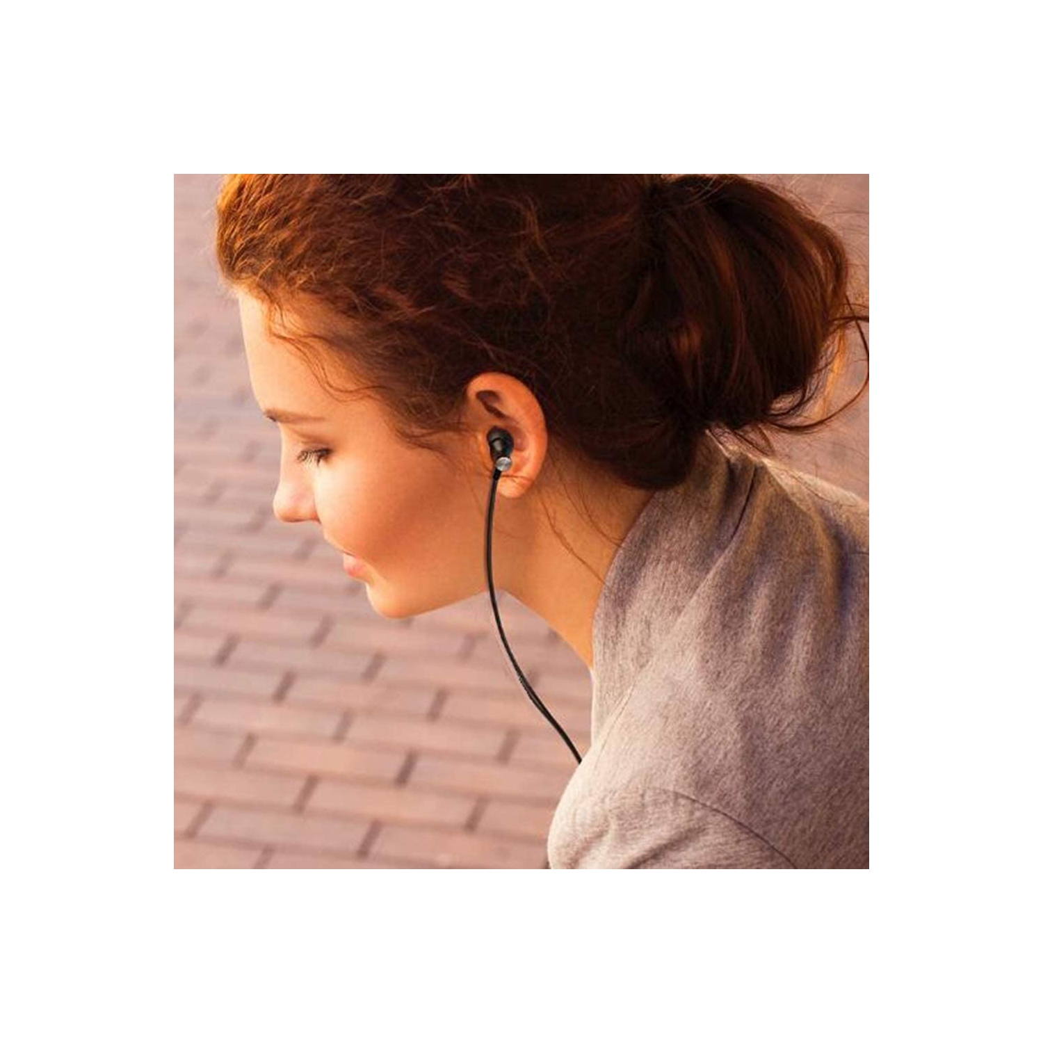 Dolaer Single Side Earphone in-Ear Stereo to Mono Ear Bud,Metal Noise Isolating Earplugs with mic, Spring Coil Reinforced Cord