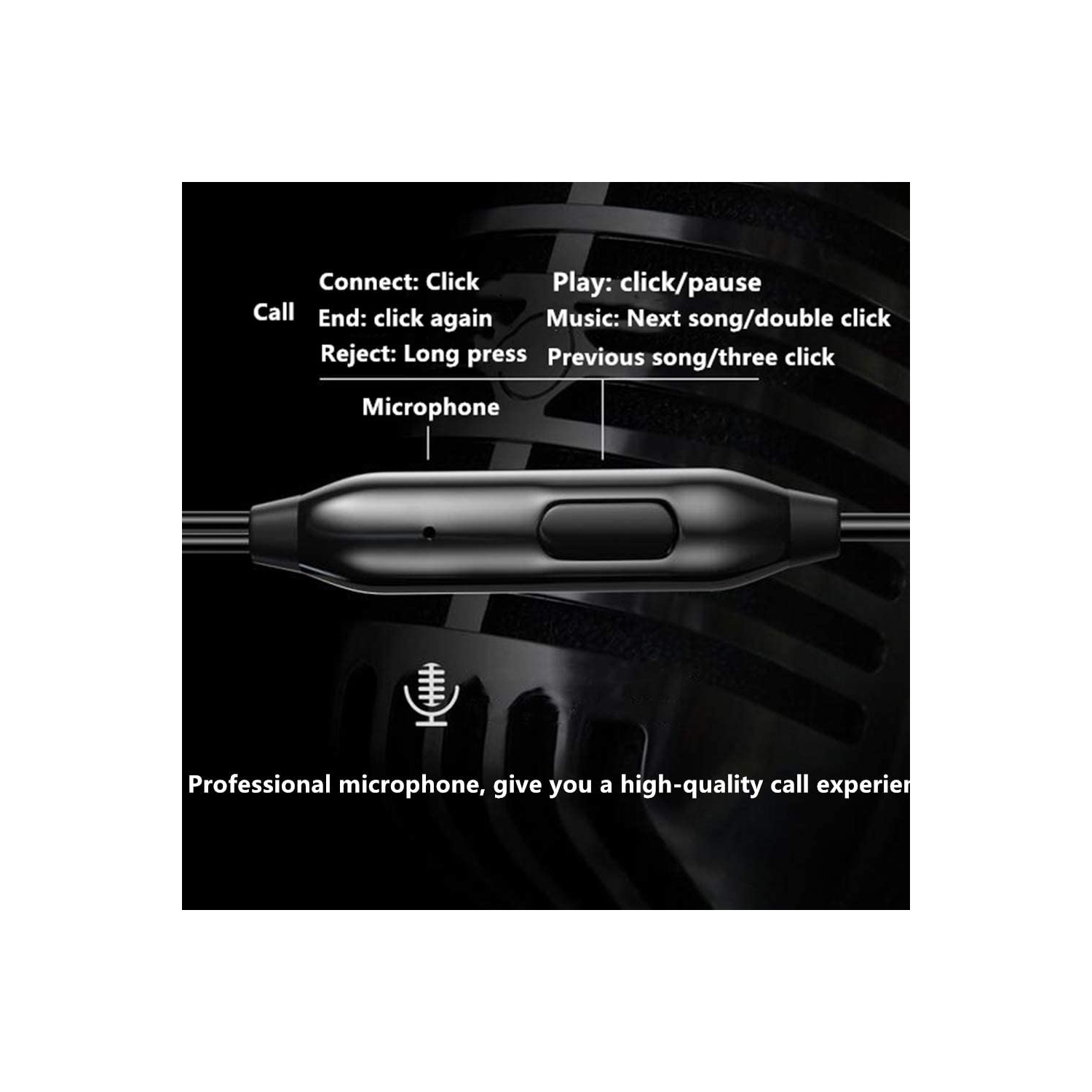 Dolaer Single Side Earphone in-Ear Stereo to Mono Ear Bud,Metal Noise Isolating Earplugs with mic, Spring Coil Reinforced Cord