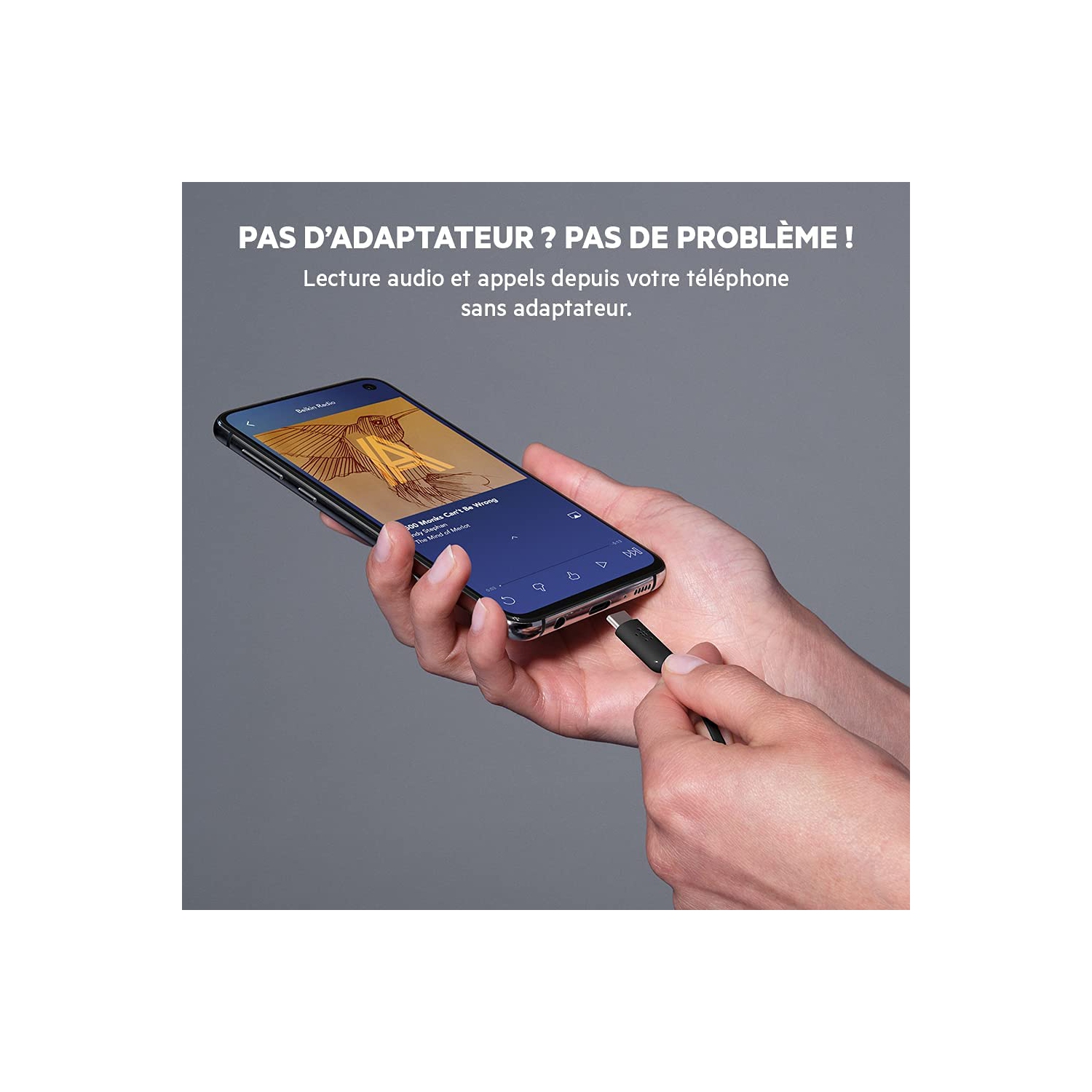 Dolaer in-Ear USB-C Headphones w/Mic Control - S, M, and L, Black