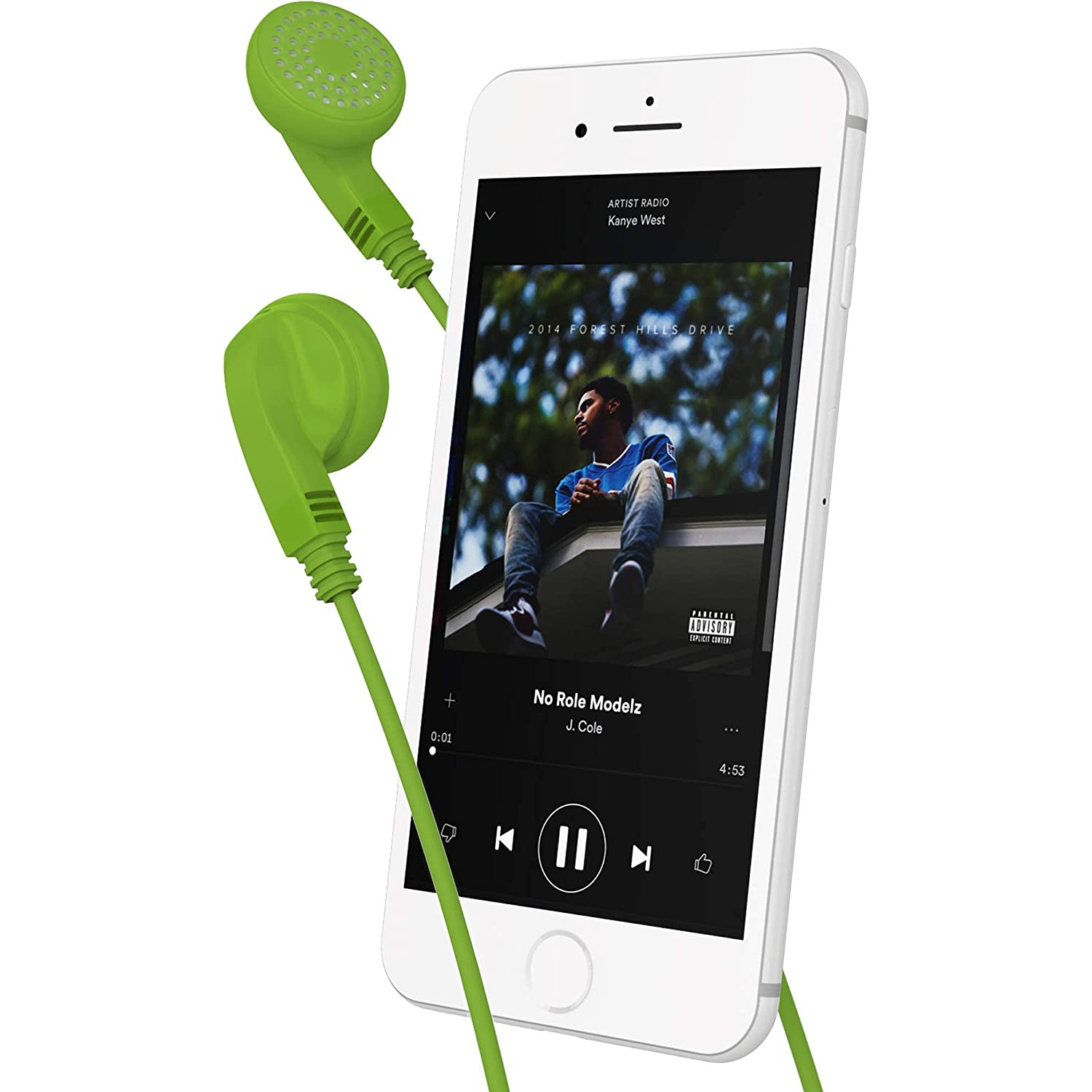 Dolaer Bulk Earphones with 3.5 mm Headphone Plug - 10 Pack - Green