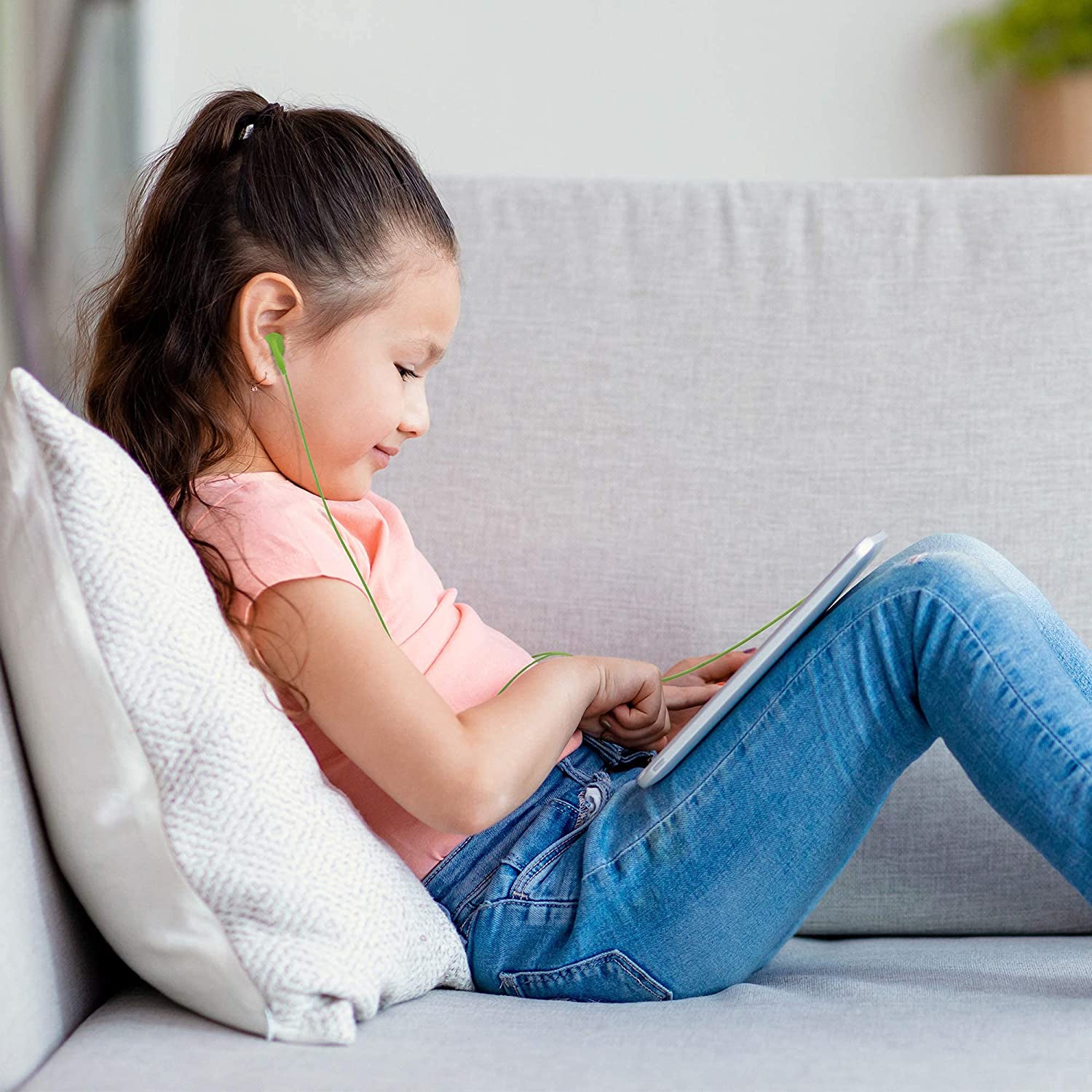 Dolaer Bulk Earphones with 3.5 mm Headphone Plug - 10 Pack - Green