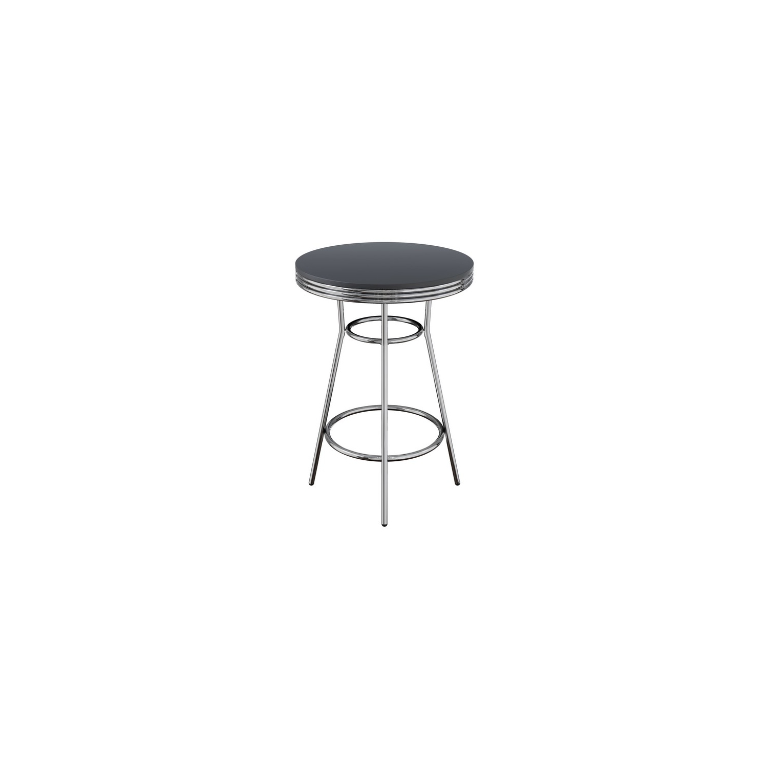 Summit Round High Table, Black and Chrome