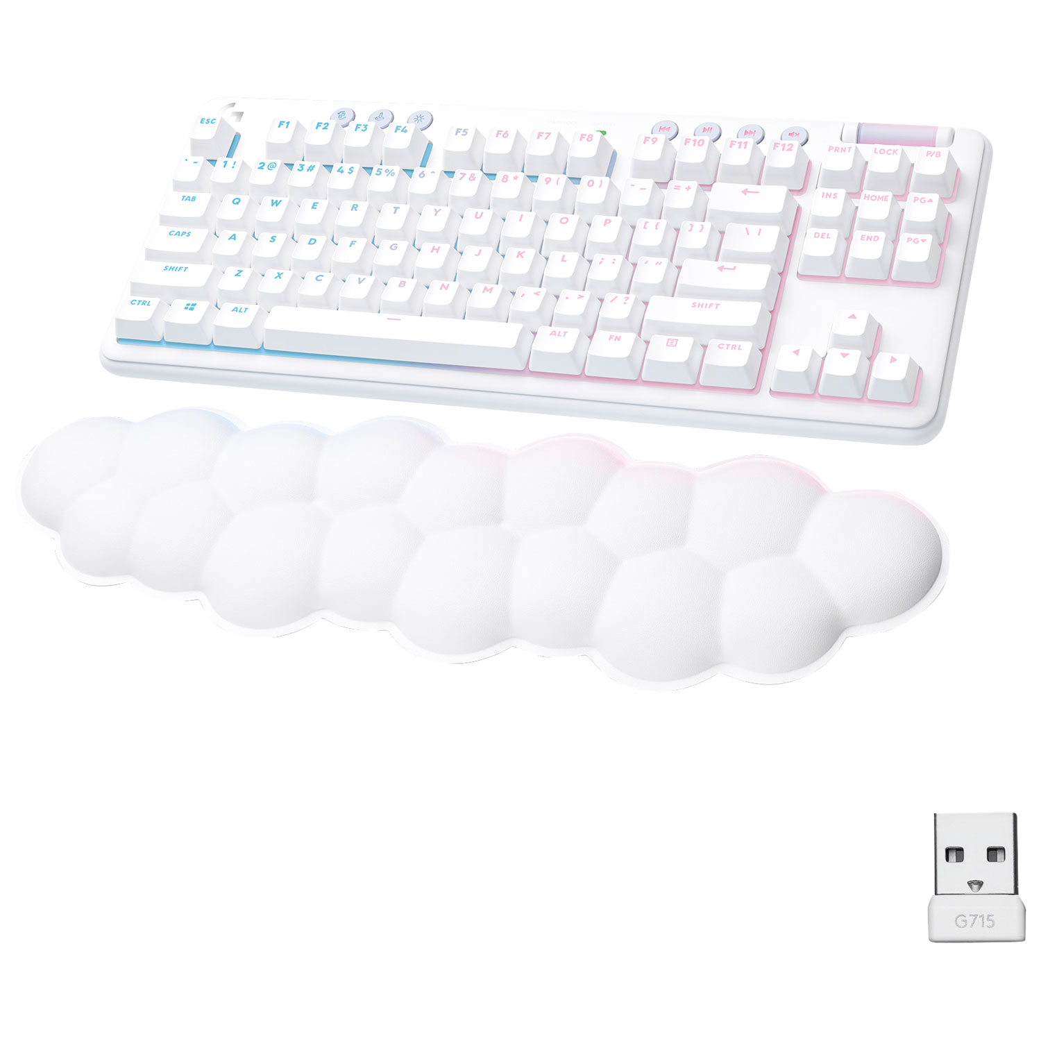 Logitech G Aurora Collection G715 Bluetooth Backlit Mechanical GX Brown Tactile Gaming Keyboard - White Mist