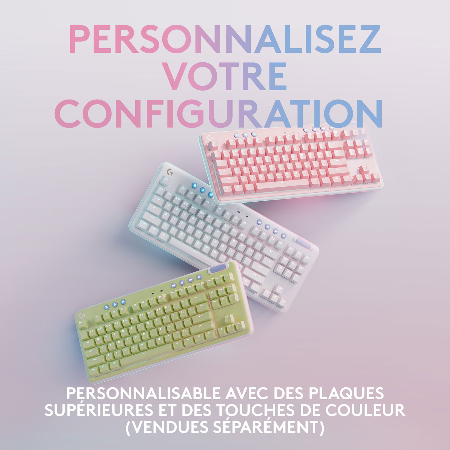 Clavier de jeu mécanique rétroéclairé Bluetooth avec touches tactiles GX Brown Aurora Collection G715 de Logitech G - Brume blanche