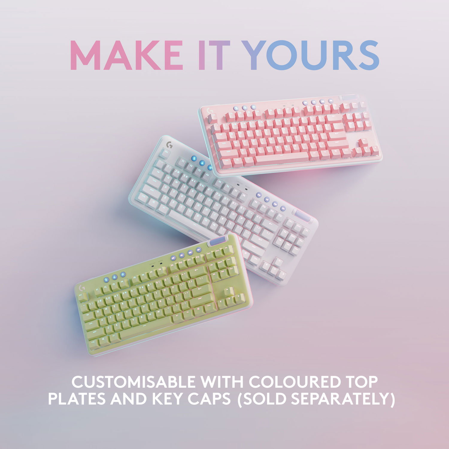 Clavier de jeu mécanique rétroéclairé Bluetooth avec touches tactiles GX Brown Aurora Collection G715 de Logitech G - Brume blanche