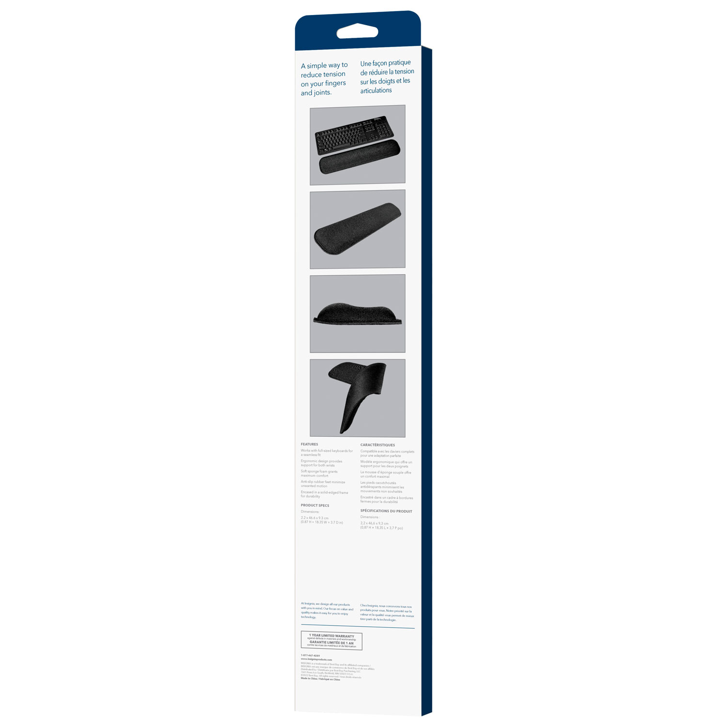 Repose-poignet en mousse spongieuse d'Insignia - 46,6 cm (18,5 po) - Noir