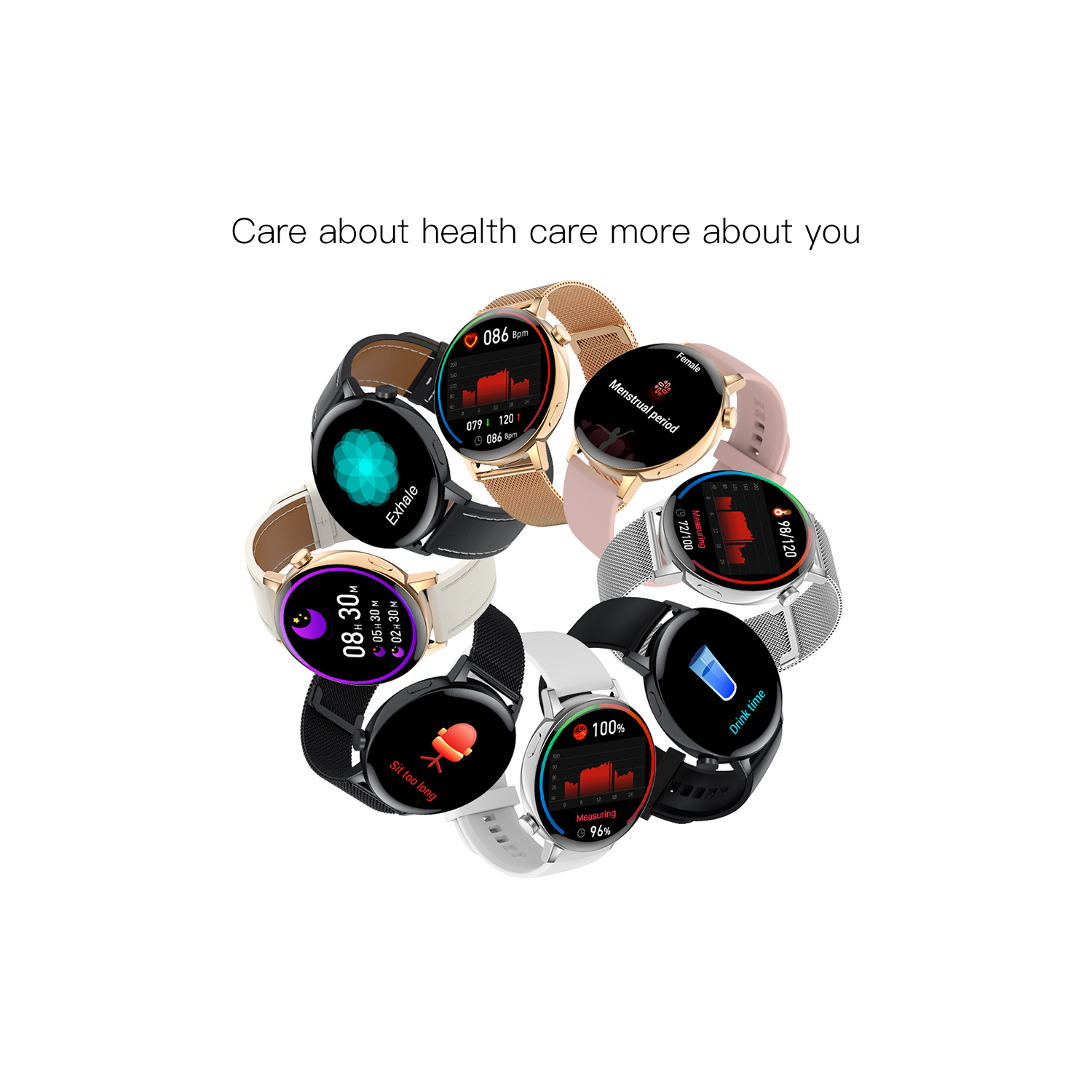 ISPEKTRUM iS-GT3 Montre intelligente Écran HD 1,32" Appels et SMS Bluetooth Mode sport multiple Tracker de fréquence cardiaque et moniteur BP